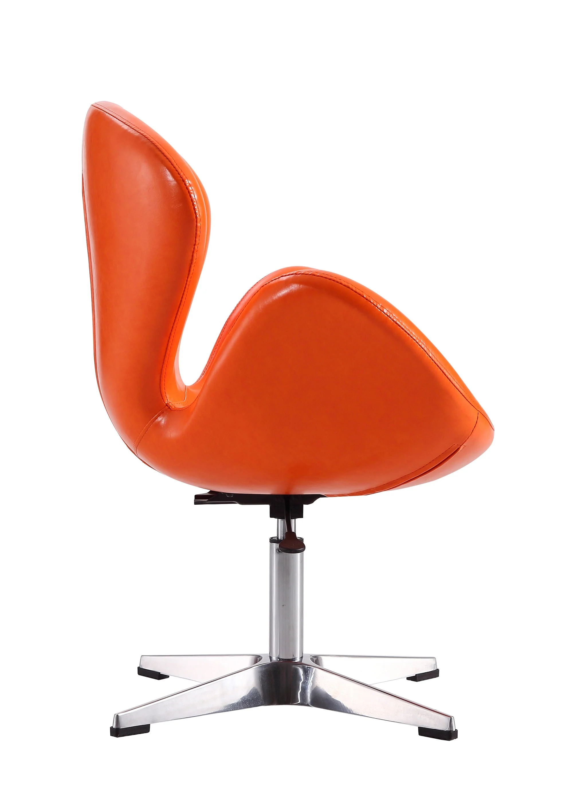 Raspberry Faux Leather Adjustable Swivel Chair in Tangerine and Polished Chrome - Image 5