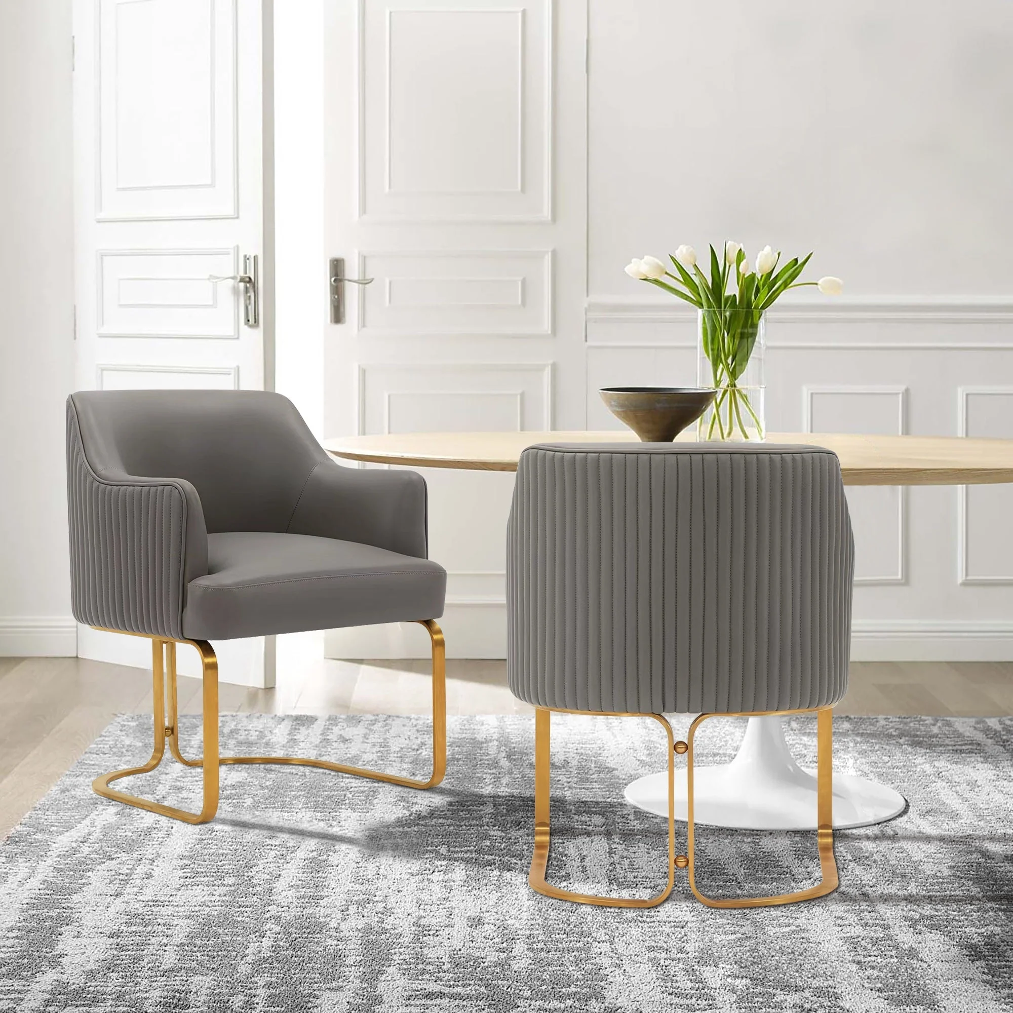 Raya Dining Armchair in Taupe (set of 2) - Image 2