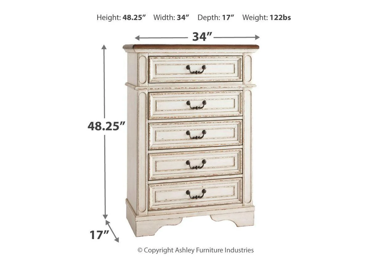 Realyn Chipped White Chest of Drawers - Image 3