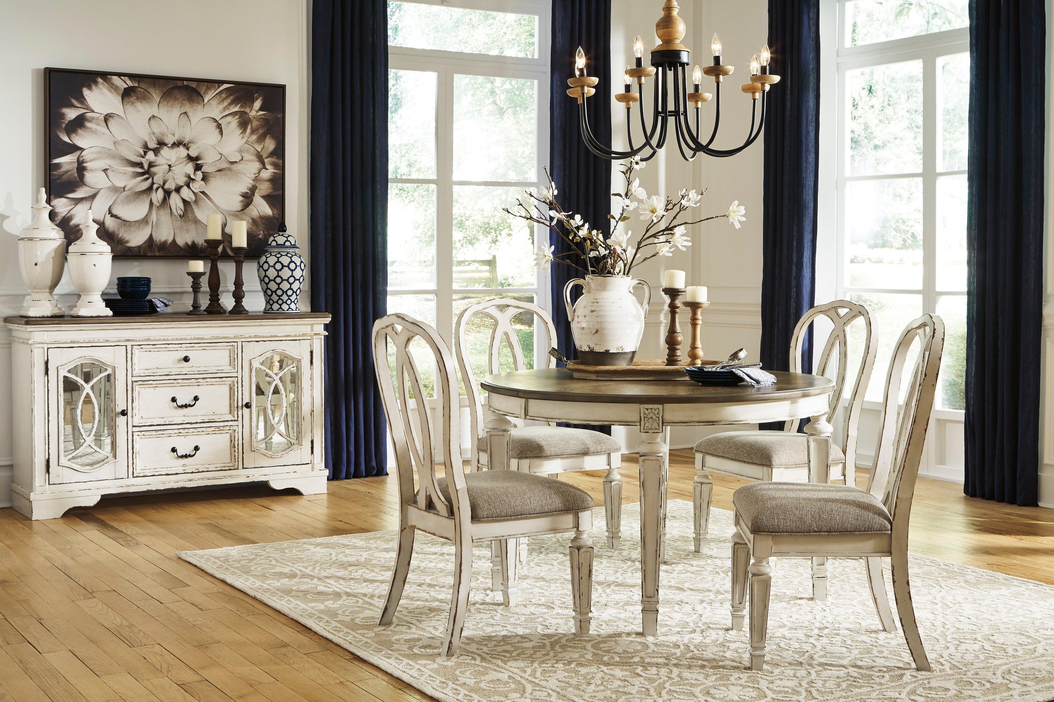 Realyn Chipped White Oval Extendable Round/Oval Ribbon Dining Set - Image 2