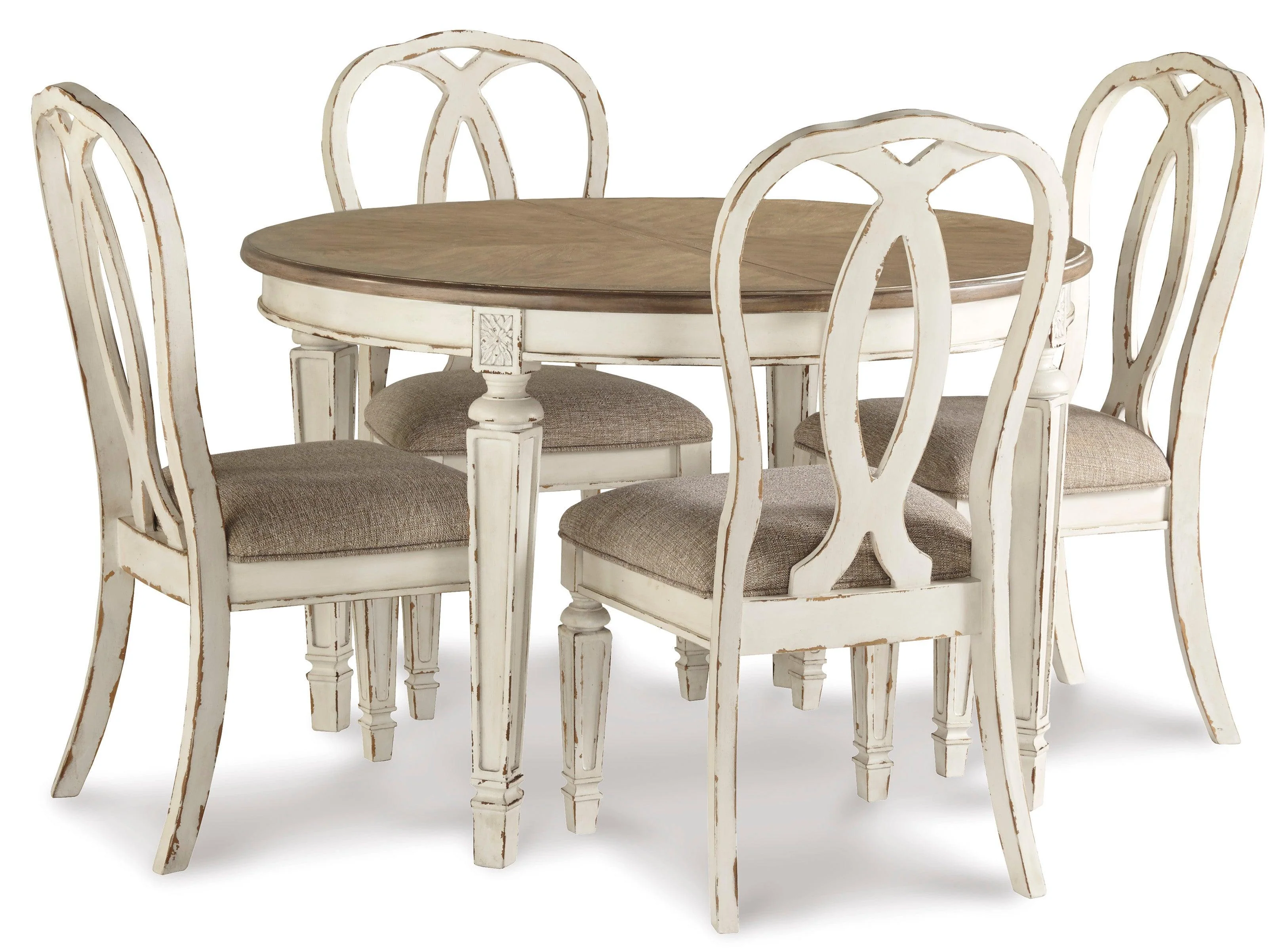 Realyn Chipped White Oval Extendable Round/Oval Ribbon Dining Set - Image 6