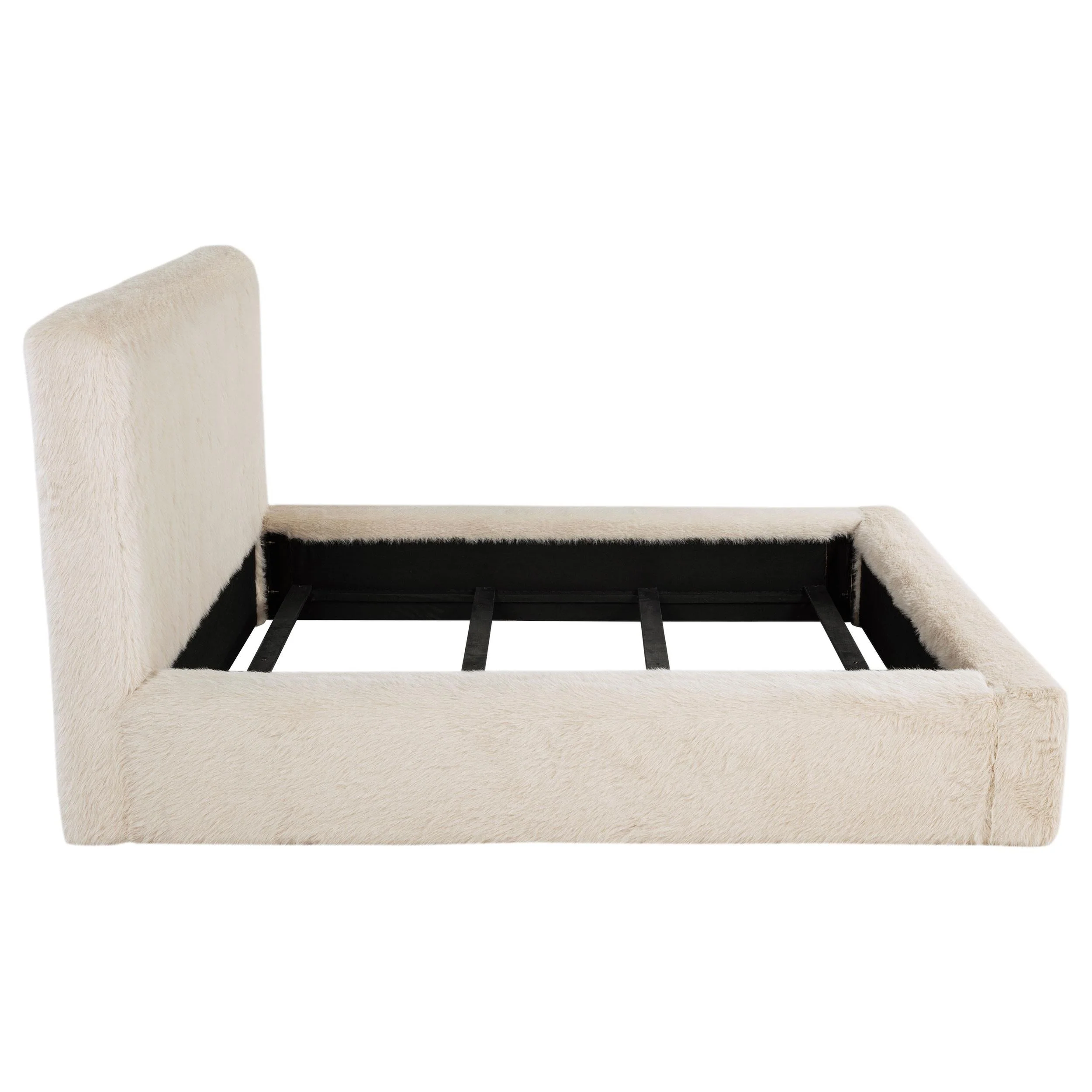 Rebecca Cream Faux Fur Upholstered Eastern King Bed - Image 7