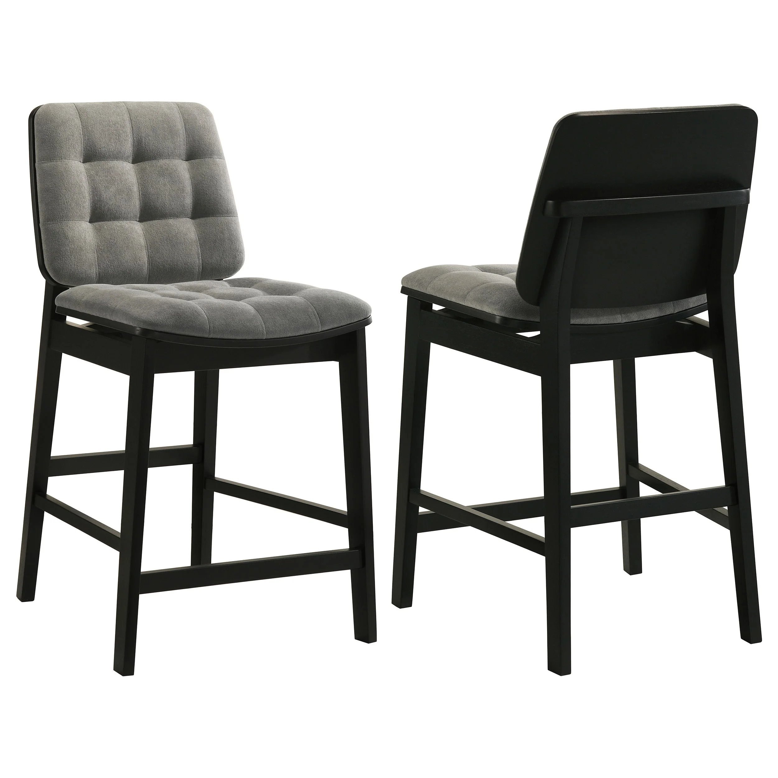 Redbridge Grey/Black Velvet Upholstered Counter Chair (Set of 2)