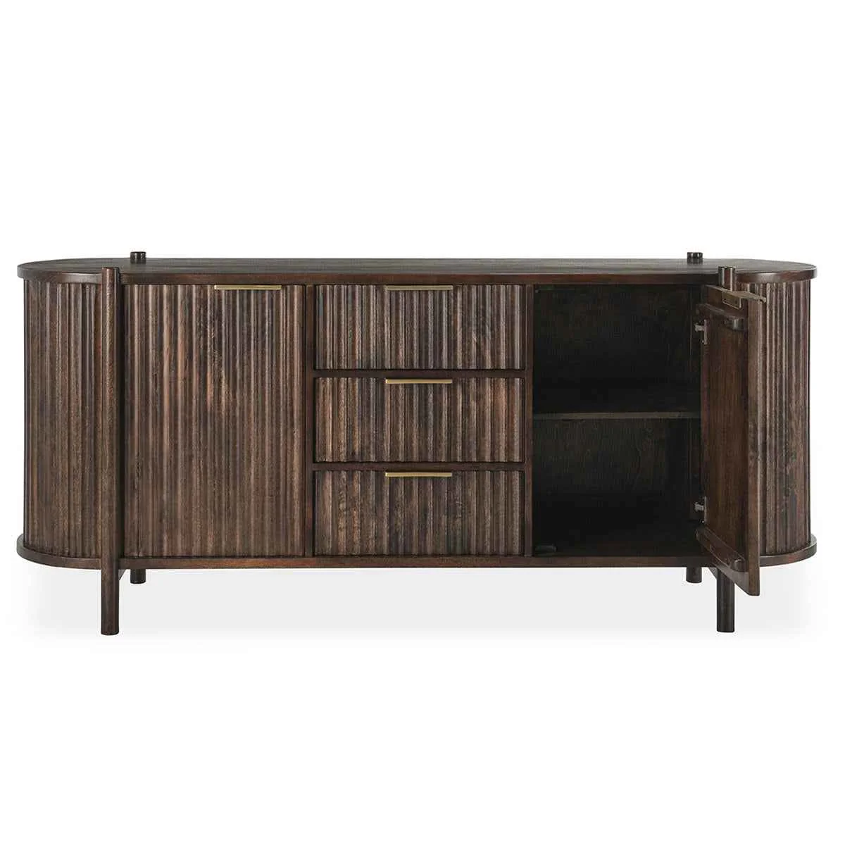 Redford 3 Drawer 2 Door Cabinet - Bark Brown - Image 4