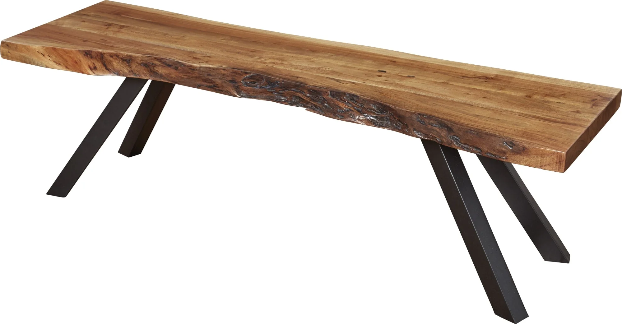 Reese Natural Acacia Live Edge Solid Wood Metal Leg Dining Bench - Image 2