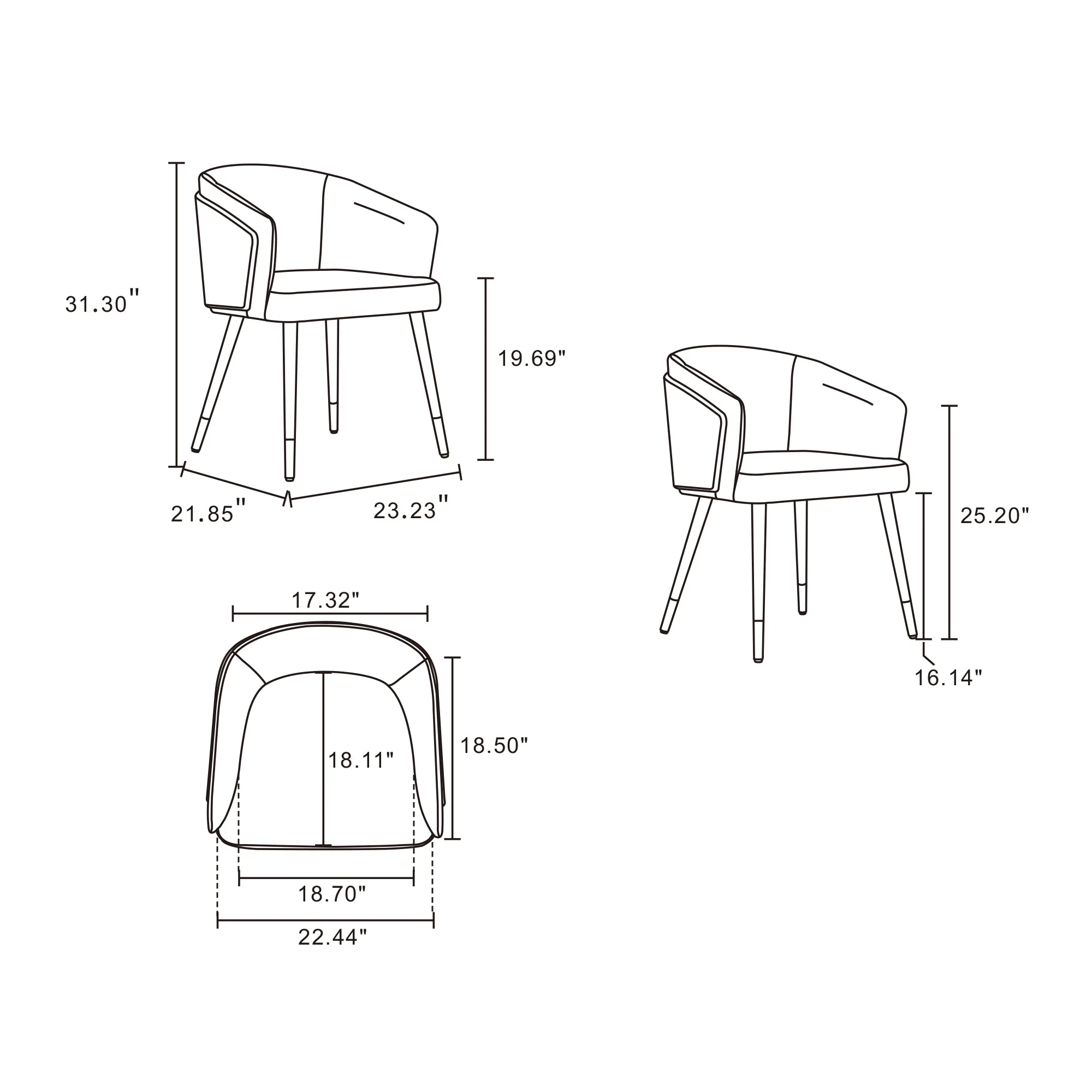 Reeva Dining Chair in Walnut and Camal - Image 3