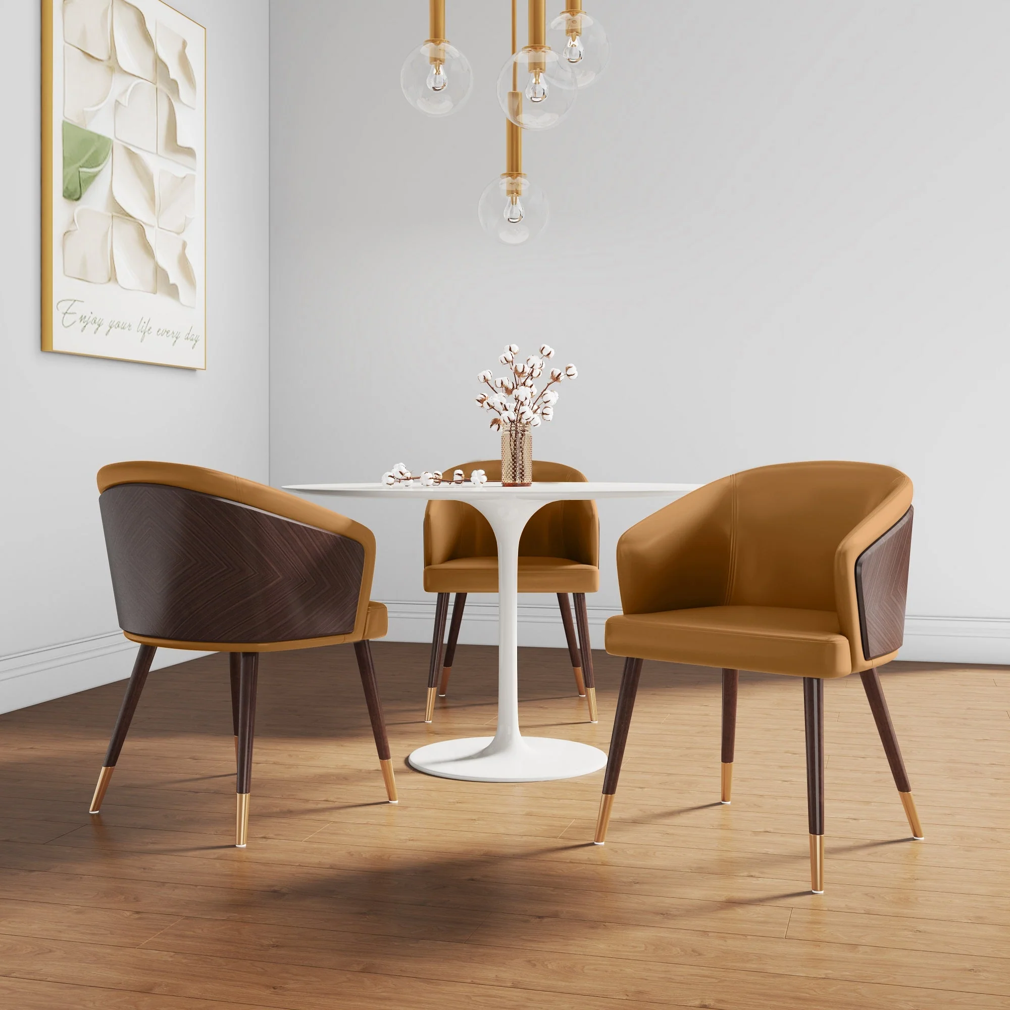 Reeva Dining Chair in Walnut and Camal (set of 2) - Image 2