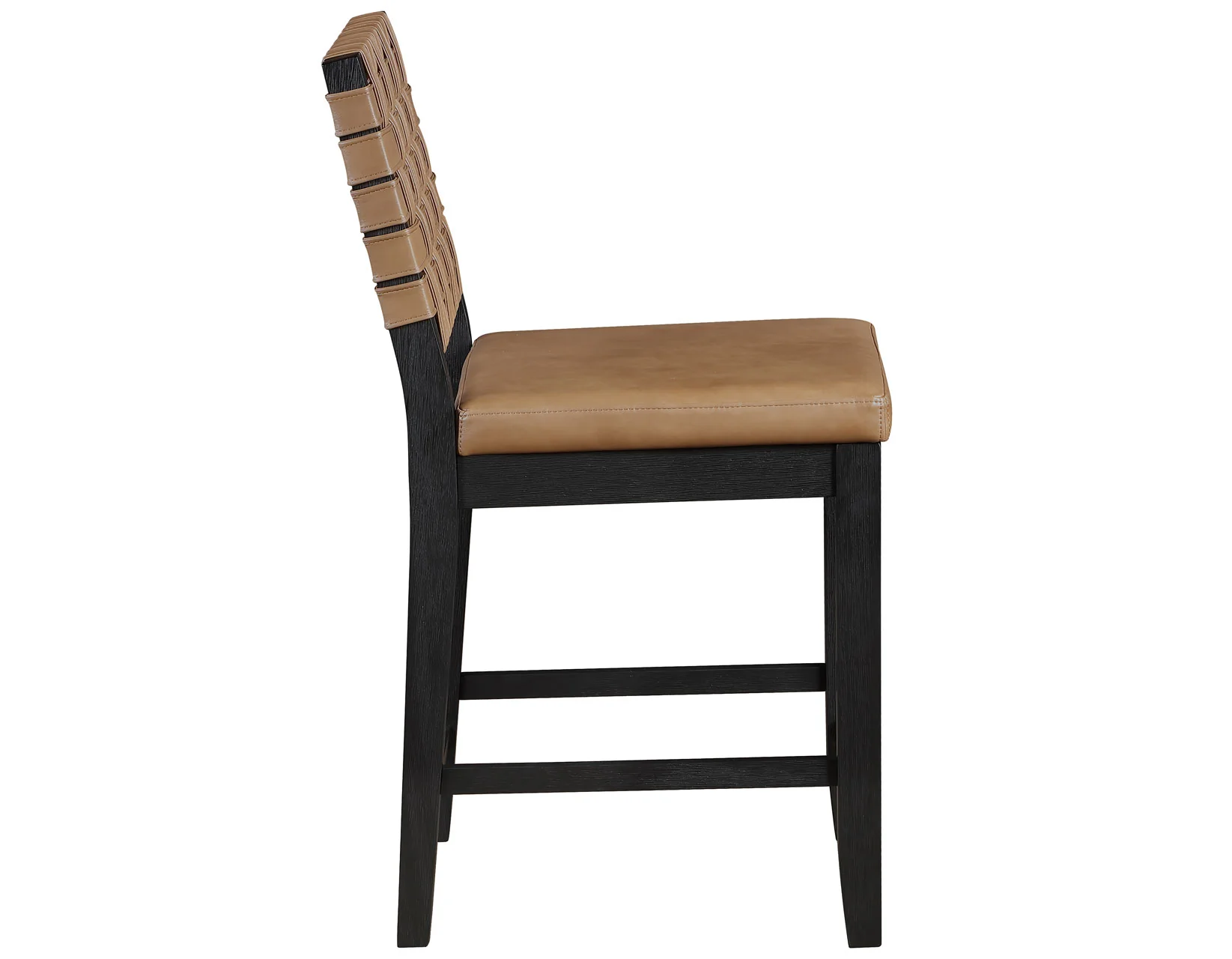 Reid Saddle Brown Camel Vegan Leather 24″ Counter Chair Black Finish - Image 4