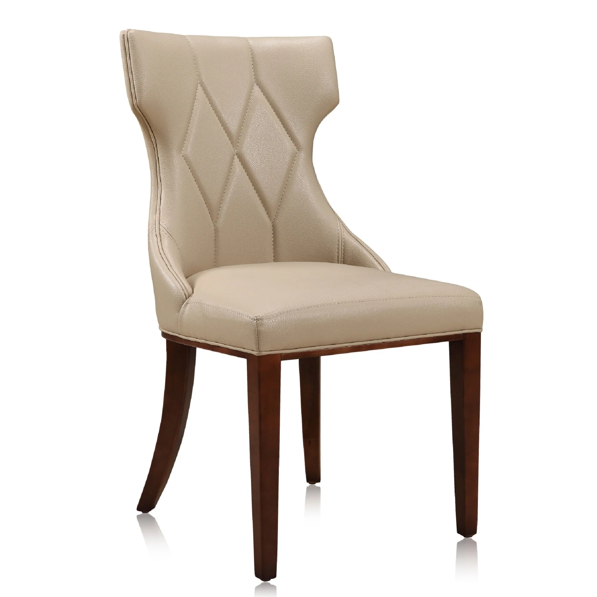 Reine Faux Leather Dining Chair (Set of Two) in Cream and Walnut - Image 5