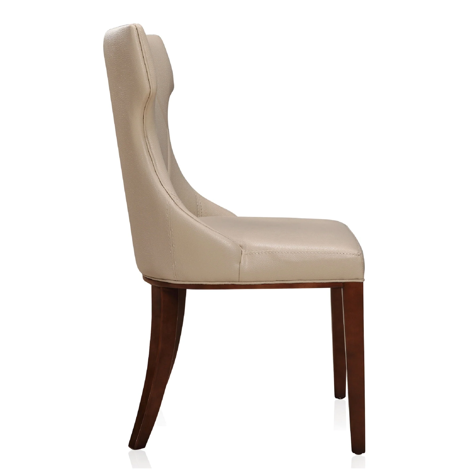 Reine Faux Leather Dining Chair (Set of Two) in Cream and Walnut - Image 6