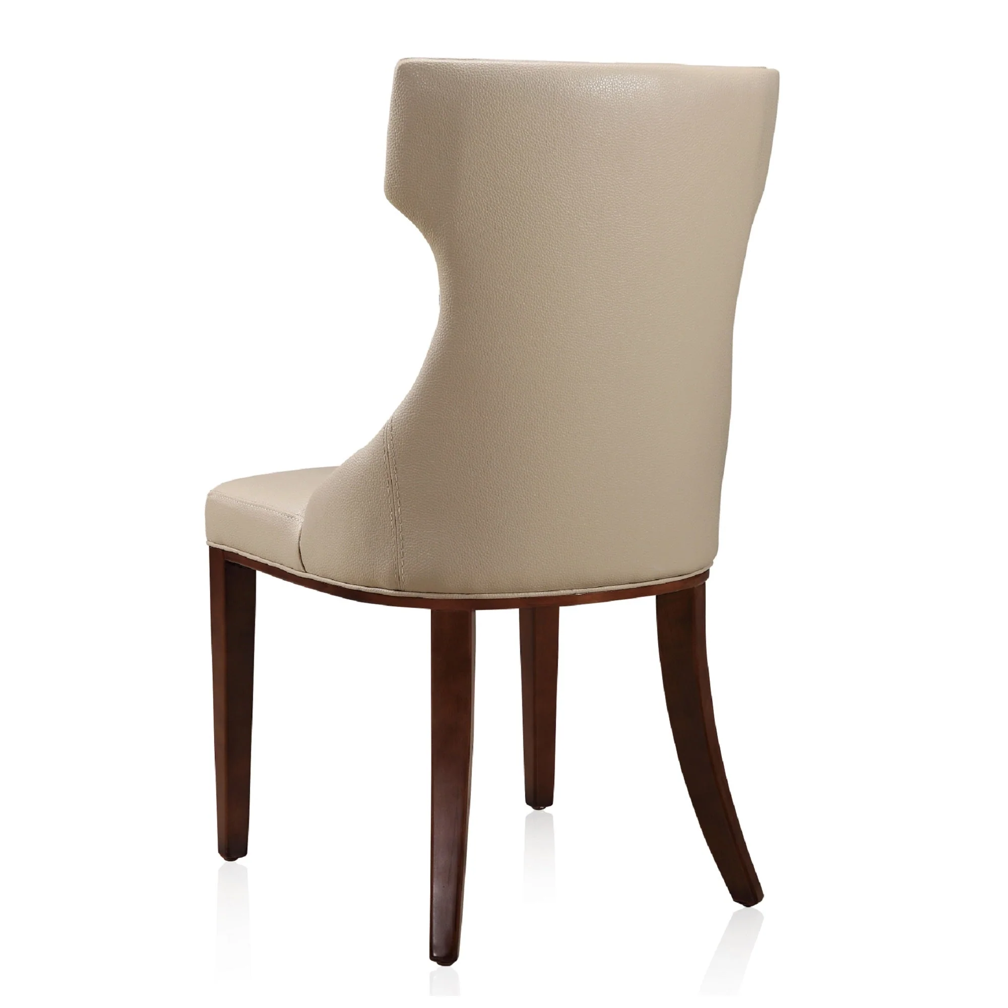 Reine Faux Leather Dining Chair (Set of Two) in Cream and Walnut - Image 7