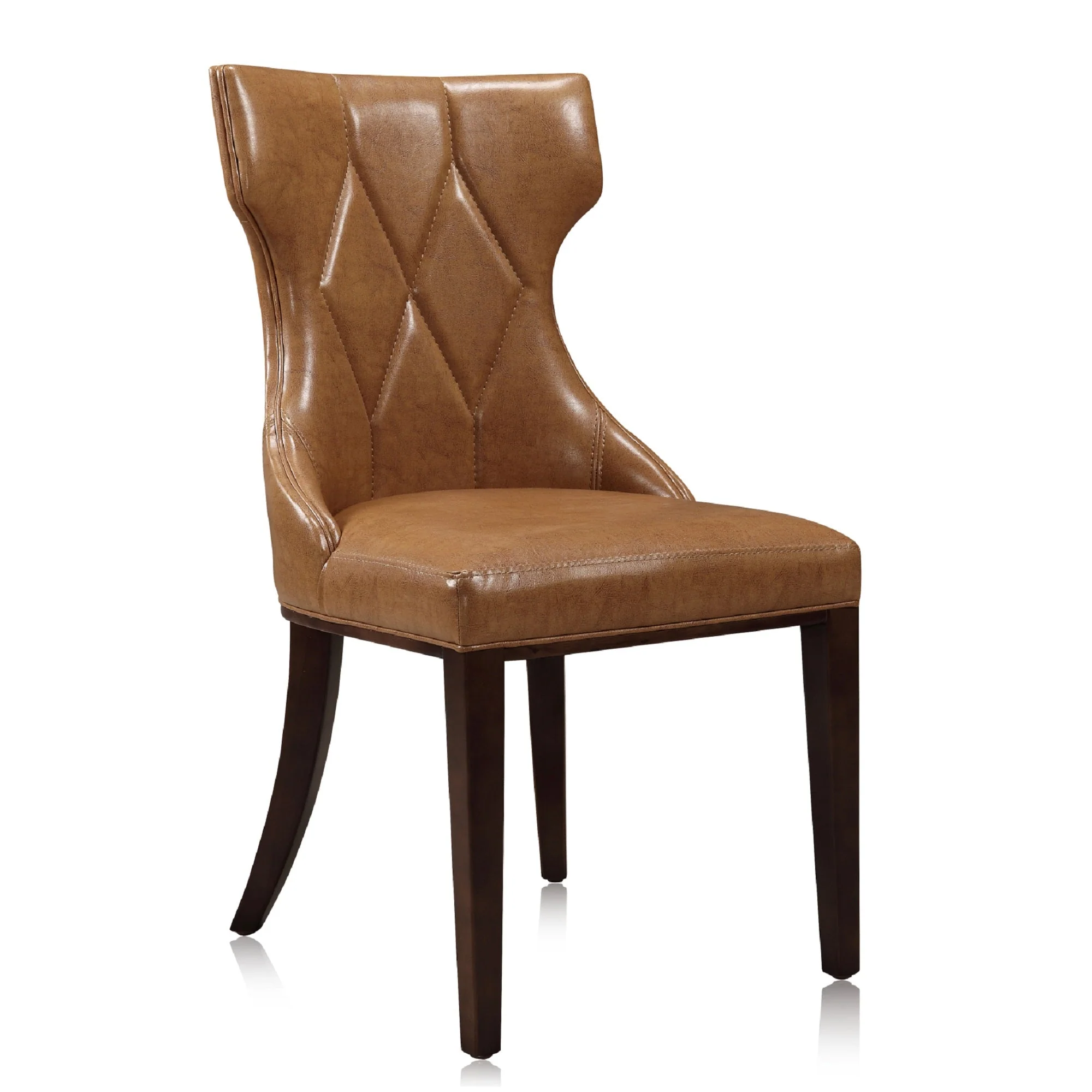Reine Faux Leather Dining Chair (Set of Two) in Saddle and Walnut - Image 5