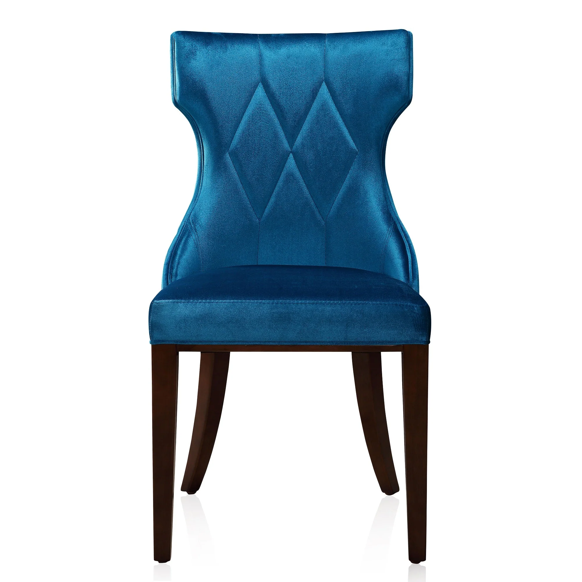 Reine Velvet Dining Chair (Set of Two) in Cobalt Blue and Walnut - Image 4