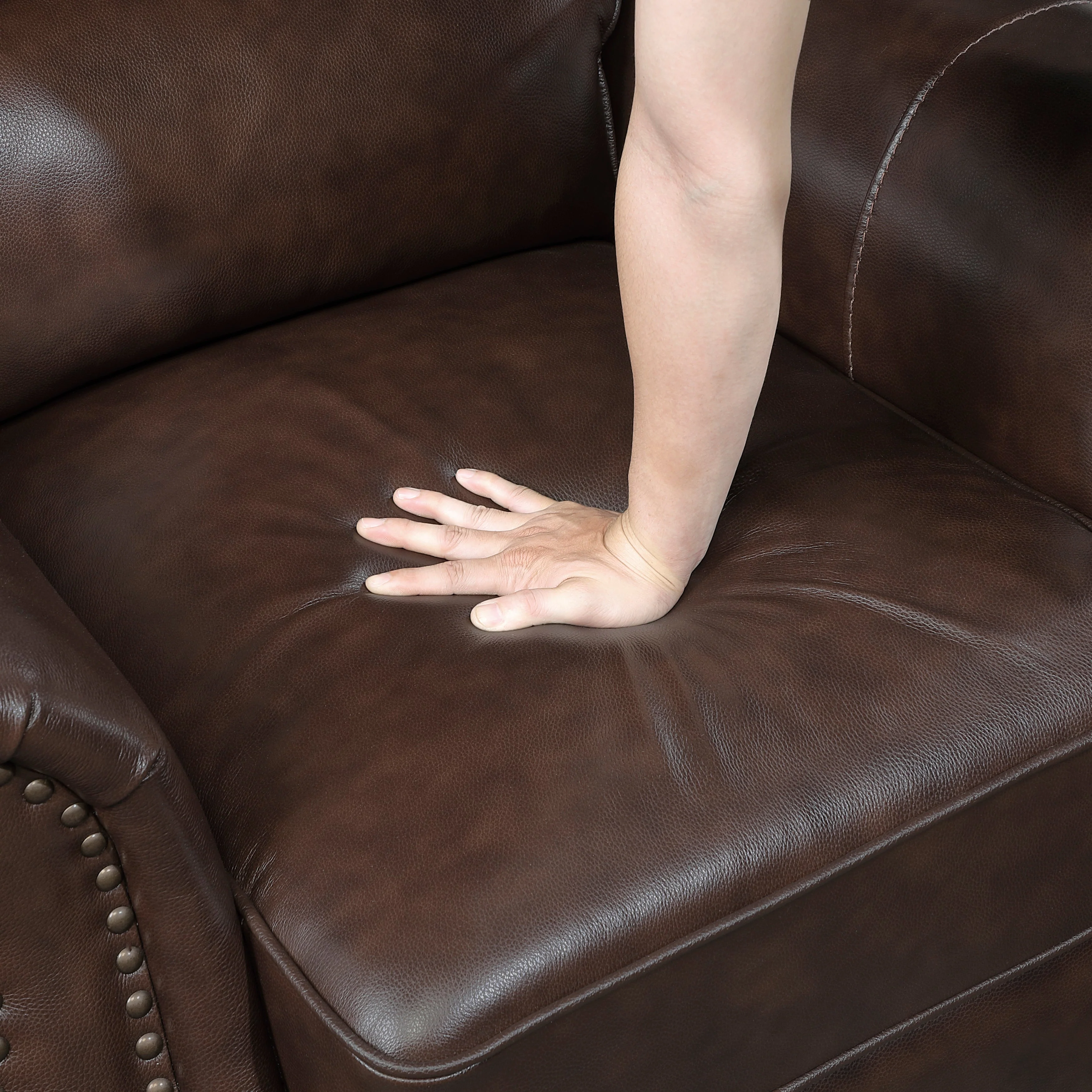 Remington Brown Leather Reclining sofa and Loveseat - Image 11