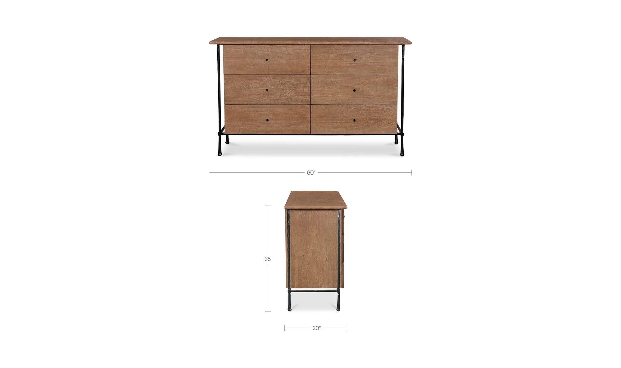 Rene 6 Drawer Dresser Brown - Image 11