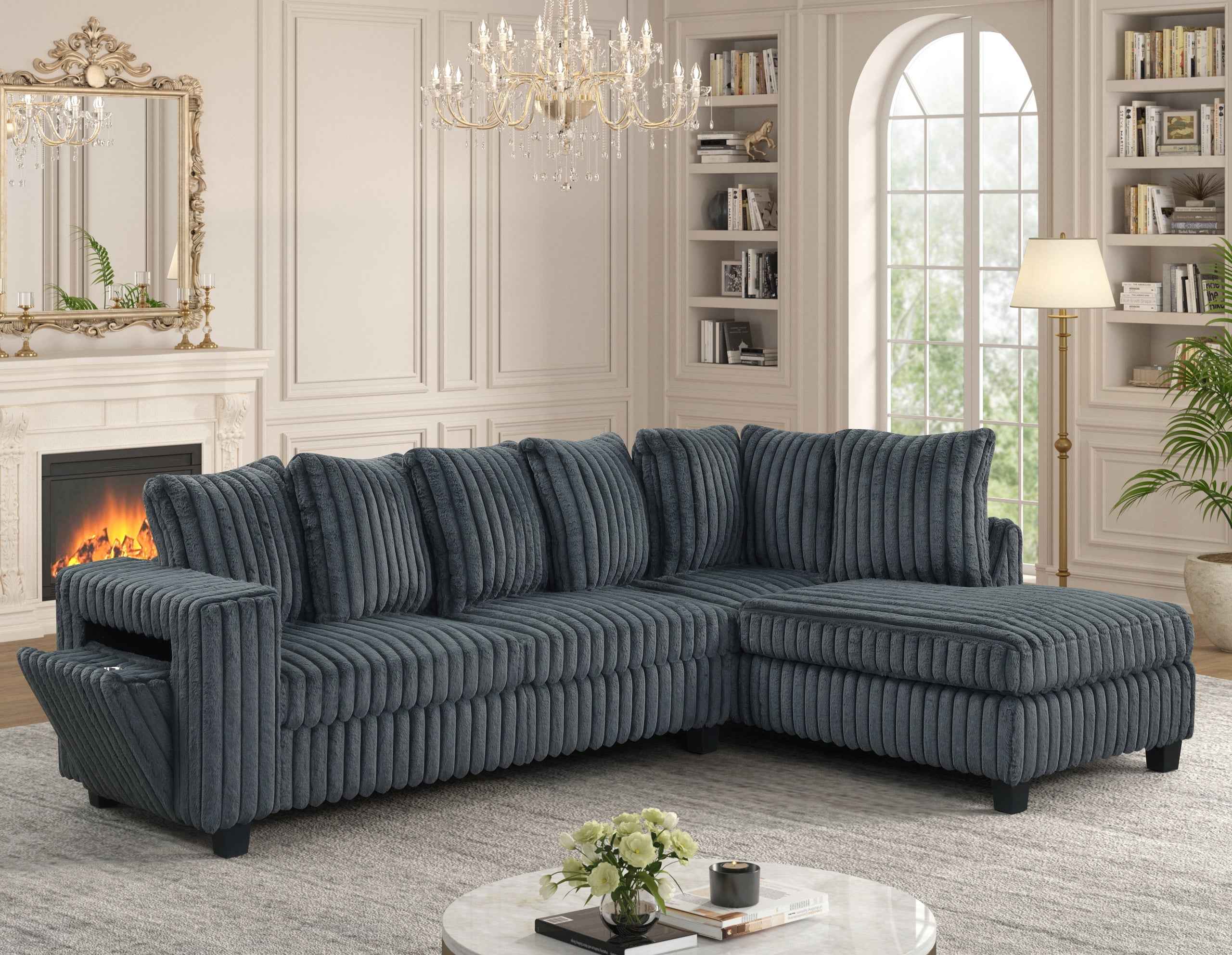 Rene Charcoal RAF Reversible Sectional