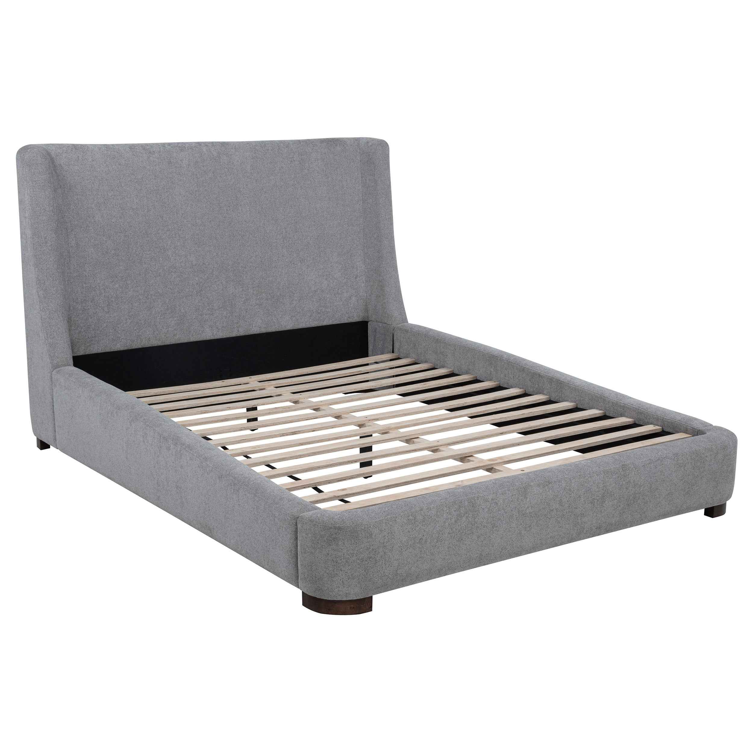 Rennes Grey Upholstered Queen Wingback Platform Bed - Image 3
