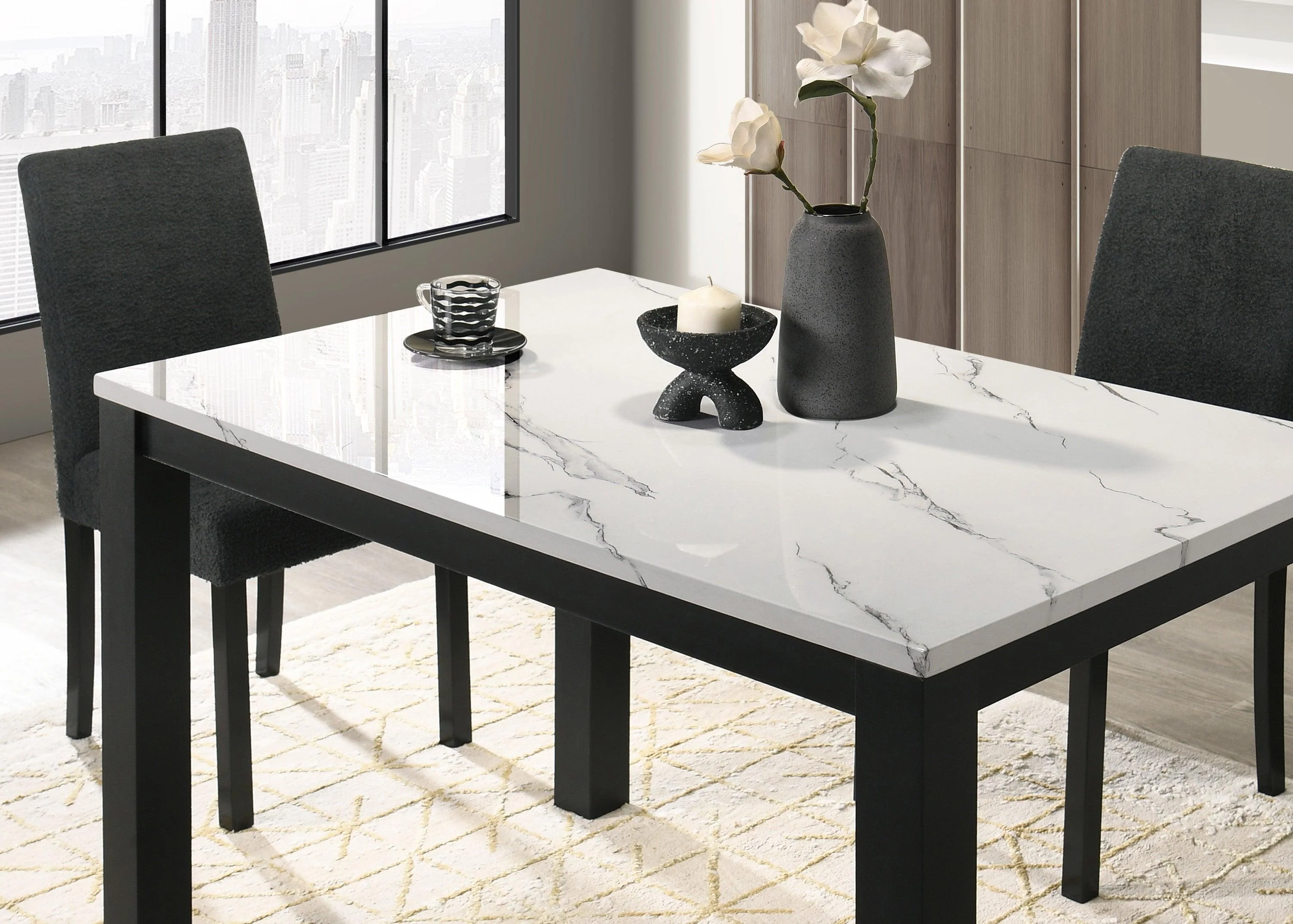 Resia Black and White Dining Set - Image 2