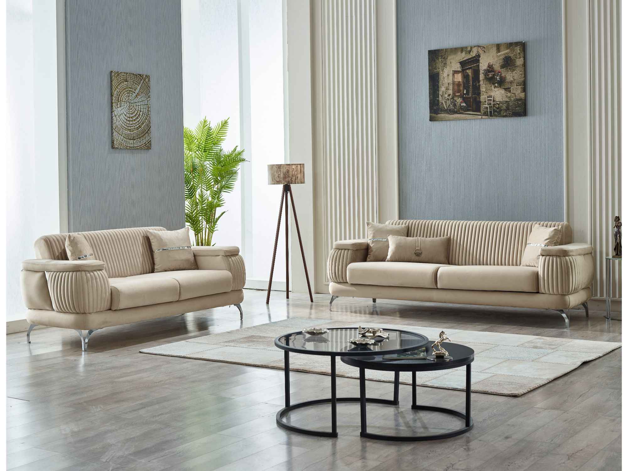 Resital Beige 3-Piece Living Room Set (Sofa & Loveseat & Chair) - Image 2
