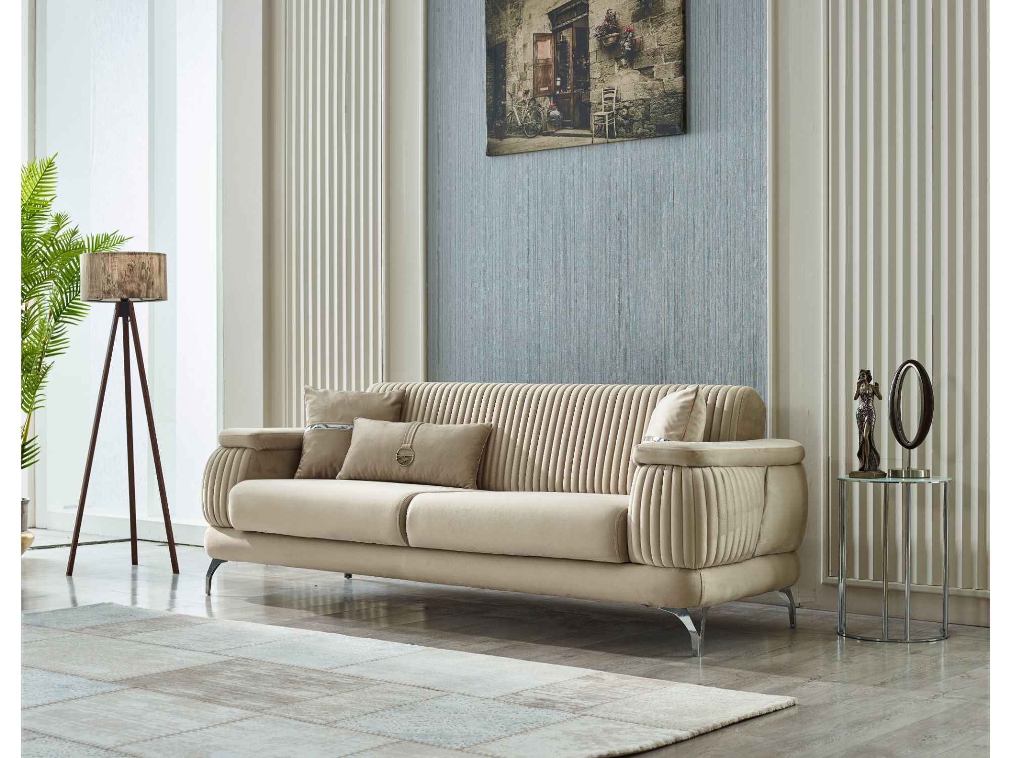 Resital Beige 3-Piece Living Room Set (Sofa & Loveseat & Chair) - Image 4