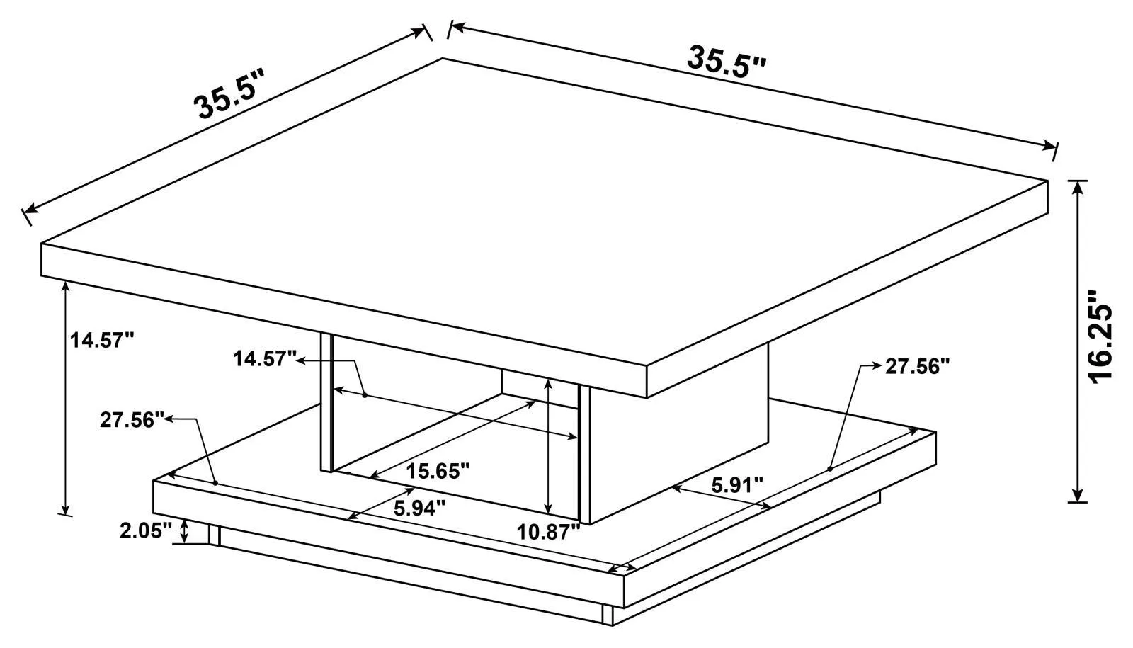 Reston Cappuccino Pedestal Square Coffee Table - Image 8