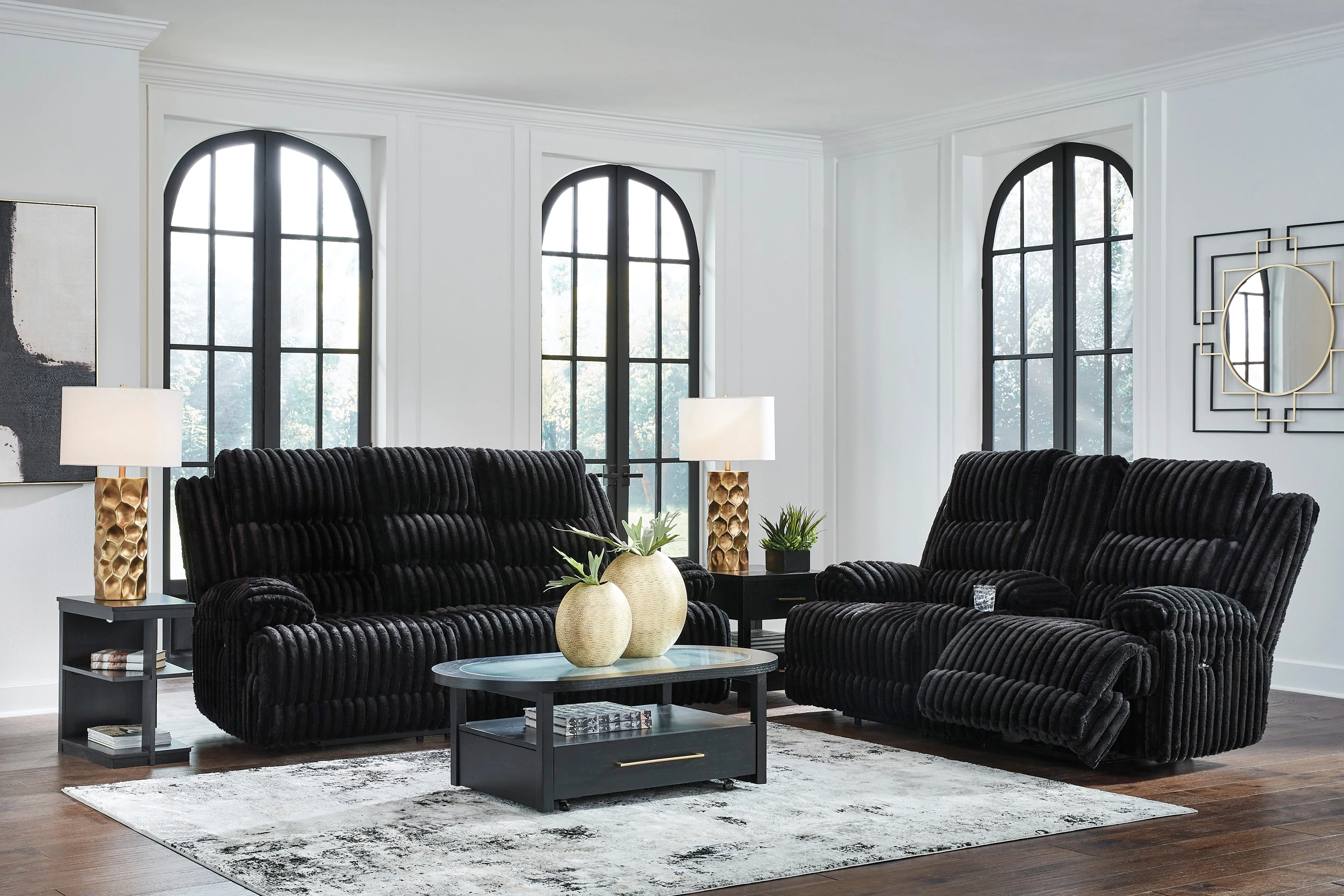 Rhine Falls Onyx Power Reclining Living Room Set