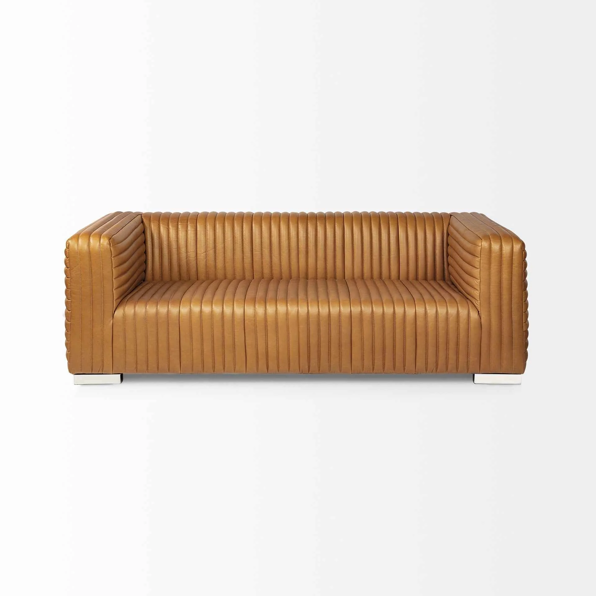 Ricciardo Leather Three Seater Sofa In Cognac - Image 2