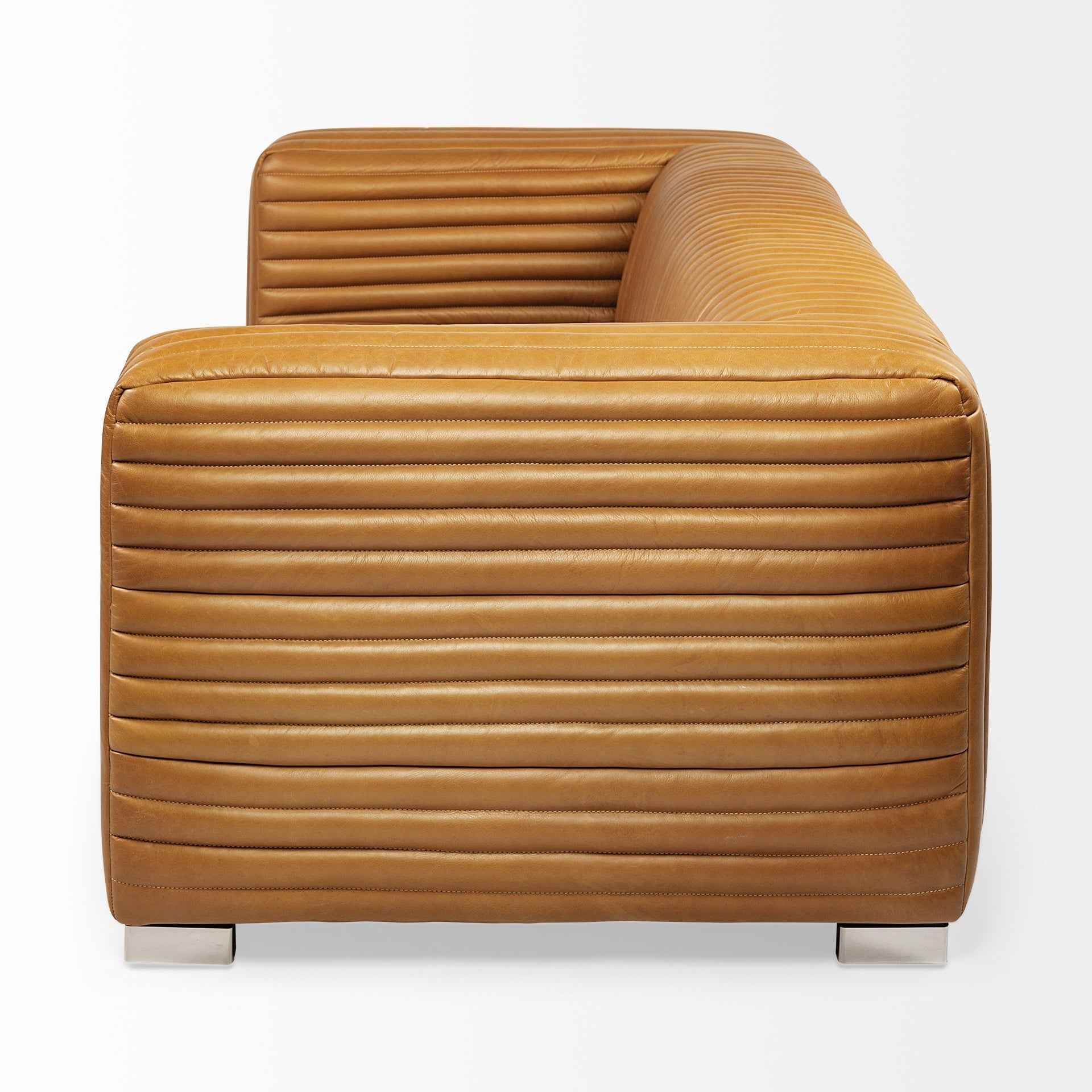Ricciardo Leather Three Seater Sofa In Cognac - Image 3