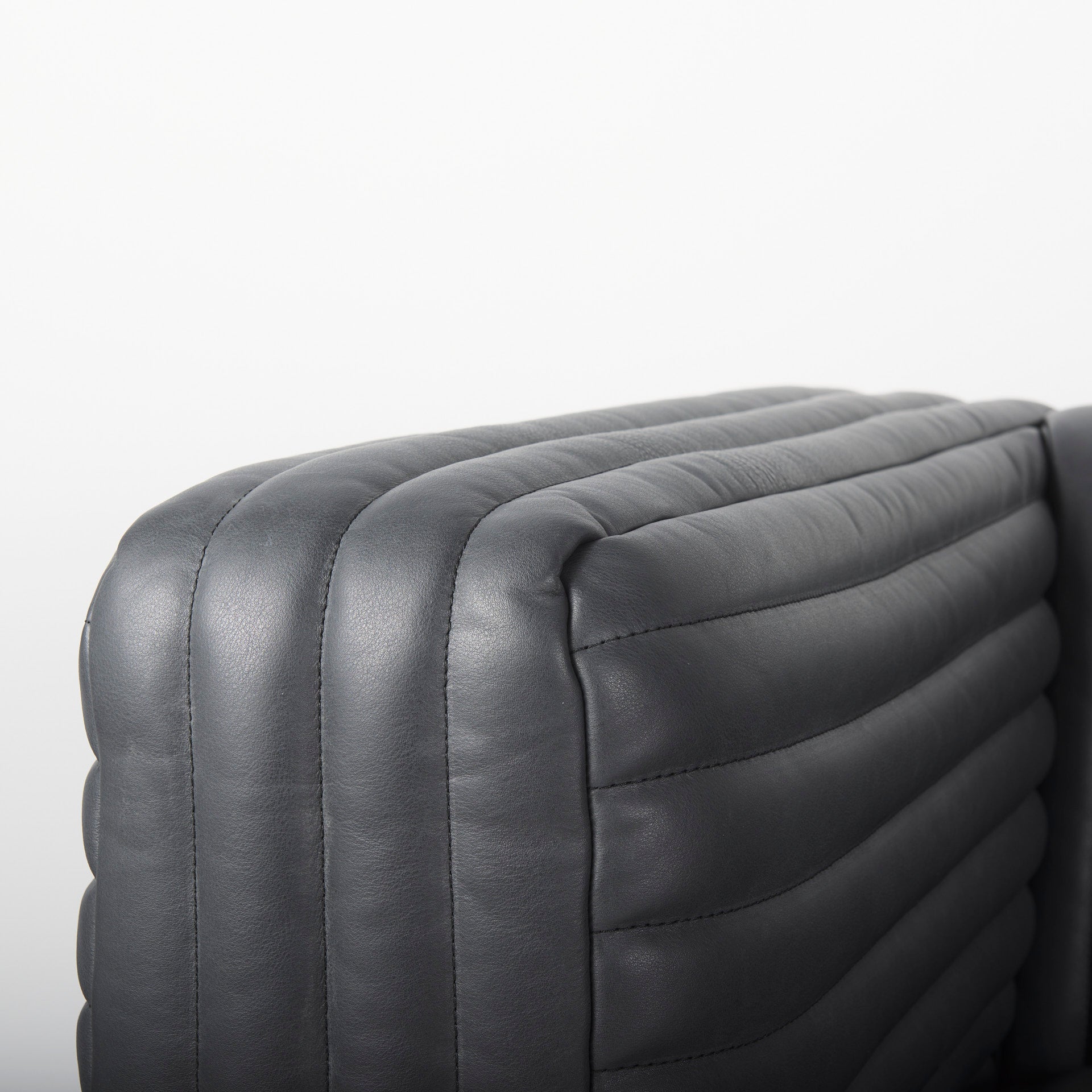 Ricciardo Leather Wrapped Three Seater Sofa In Black - Image 4