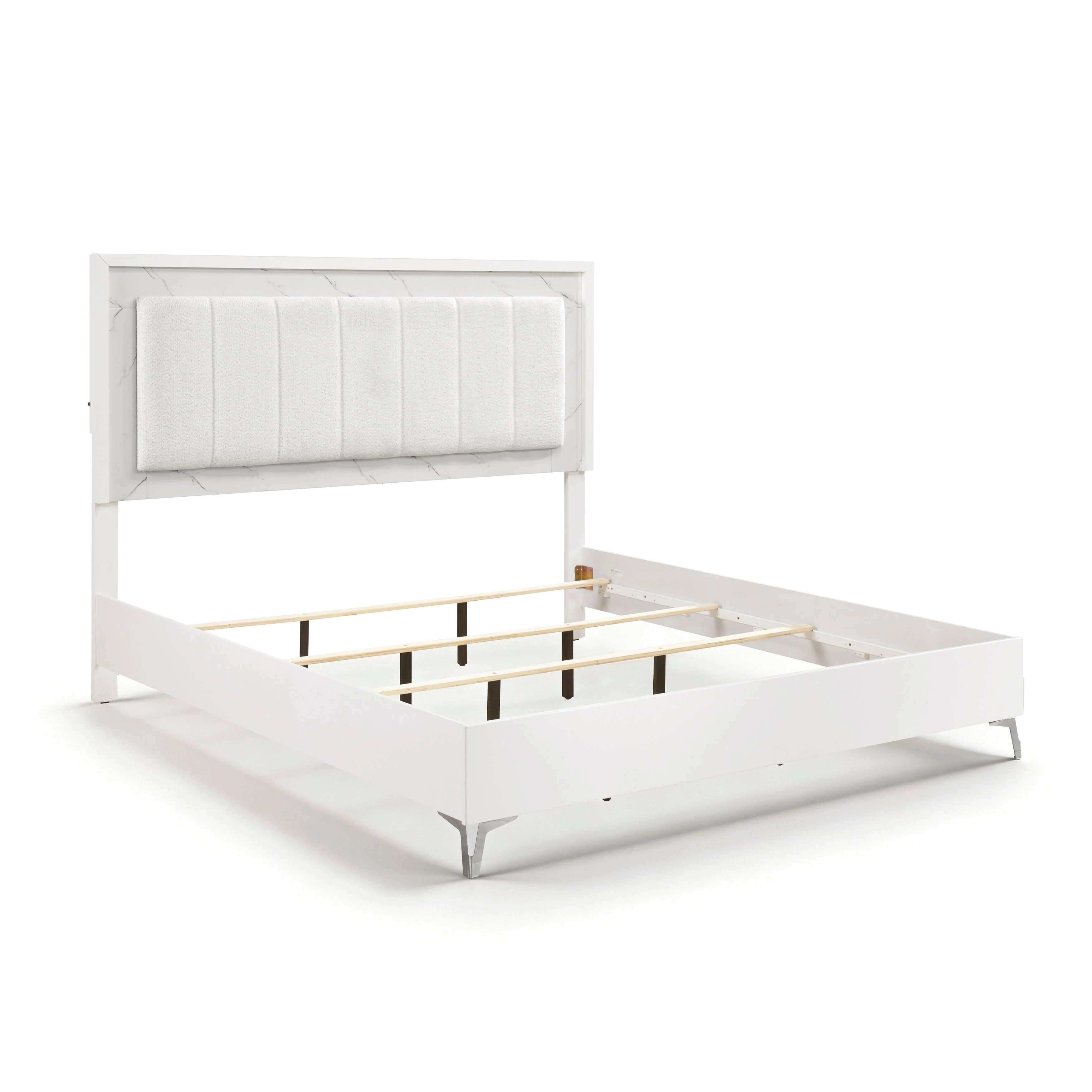 Ripple White California King Led Panel Bed - Image 4