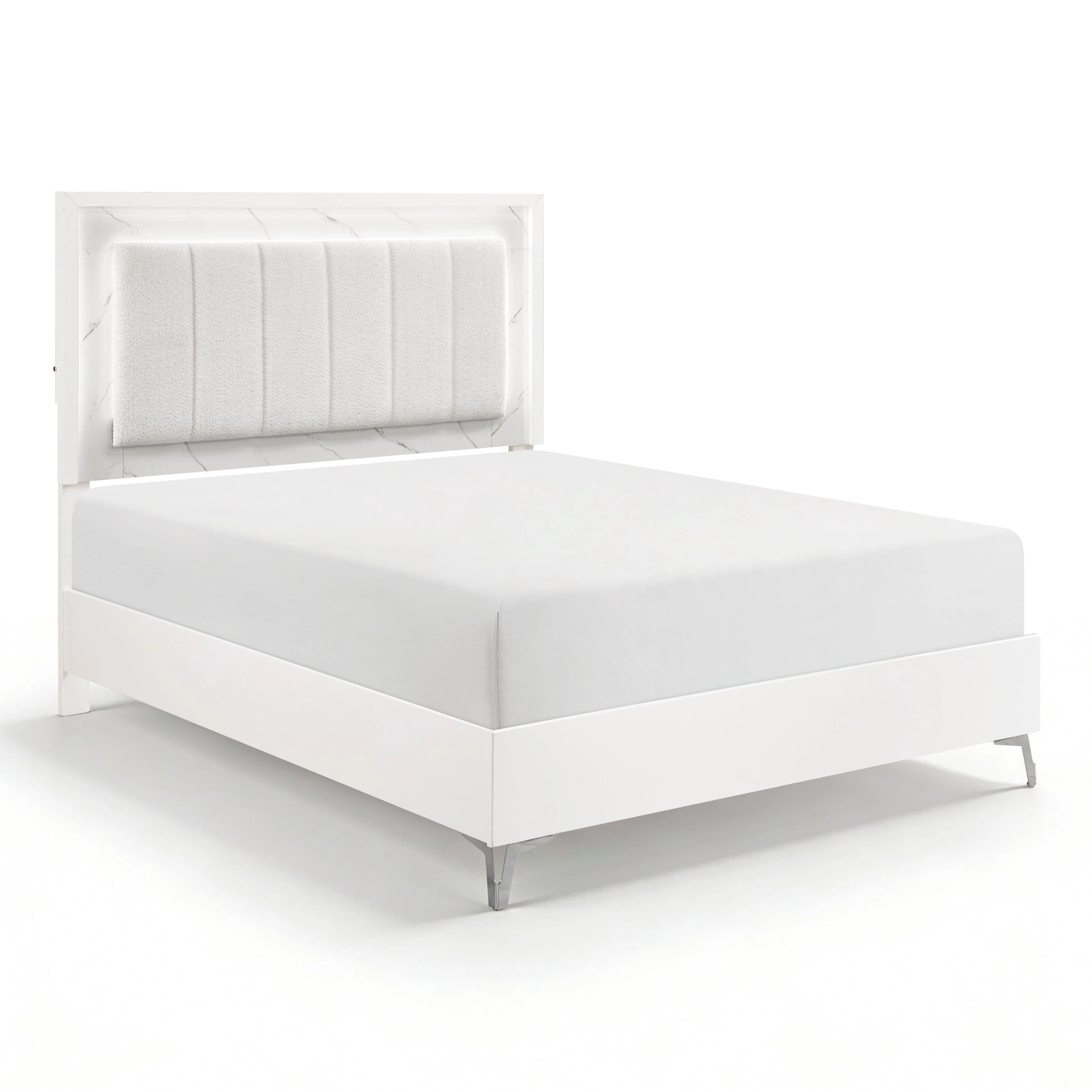 Ripple White Queen Bed - Image 9