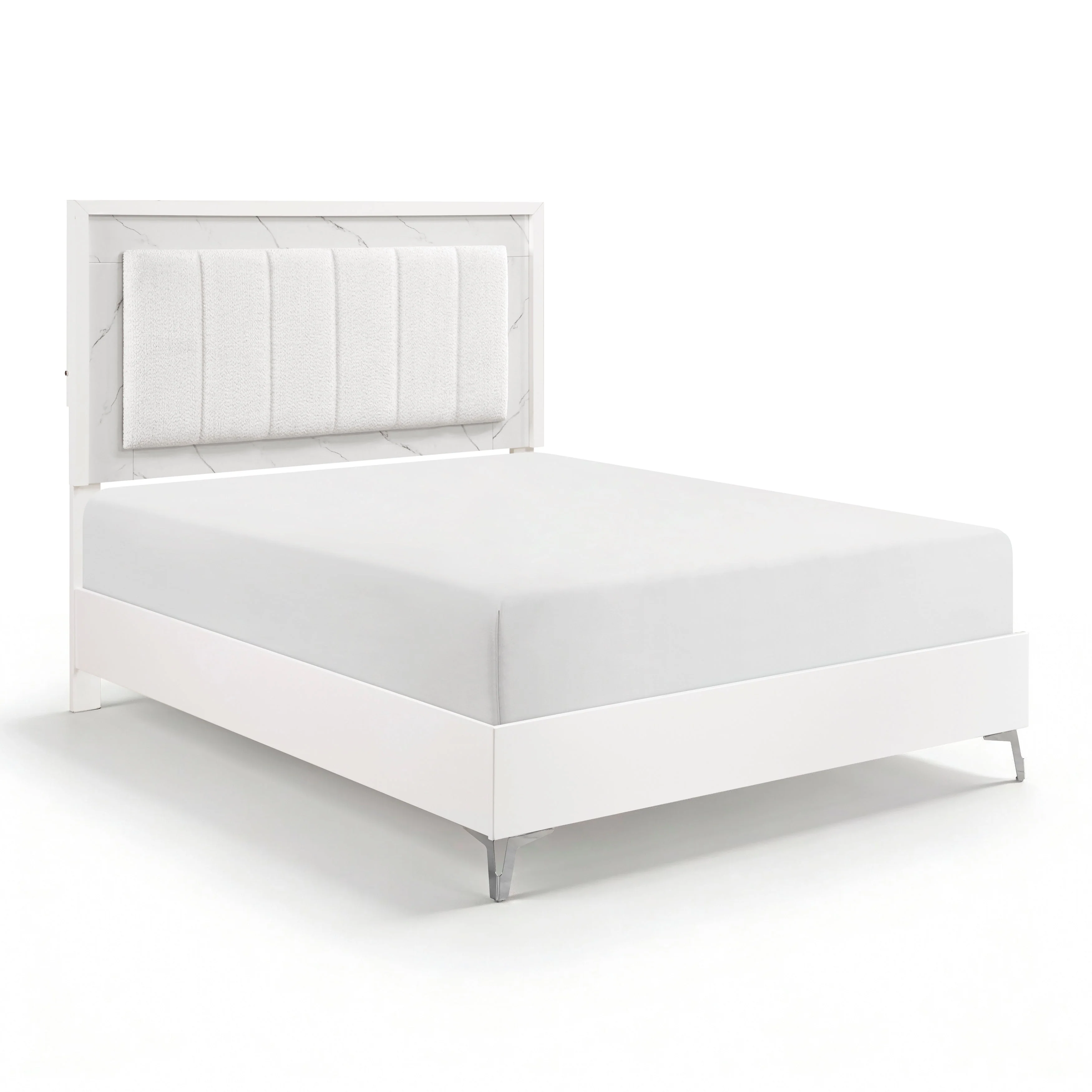 Ripple White Queen Led Panel Bed - Image 3