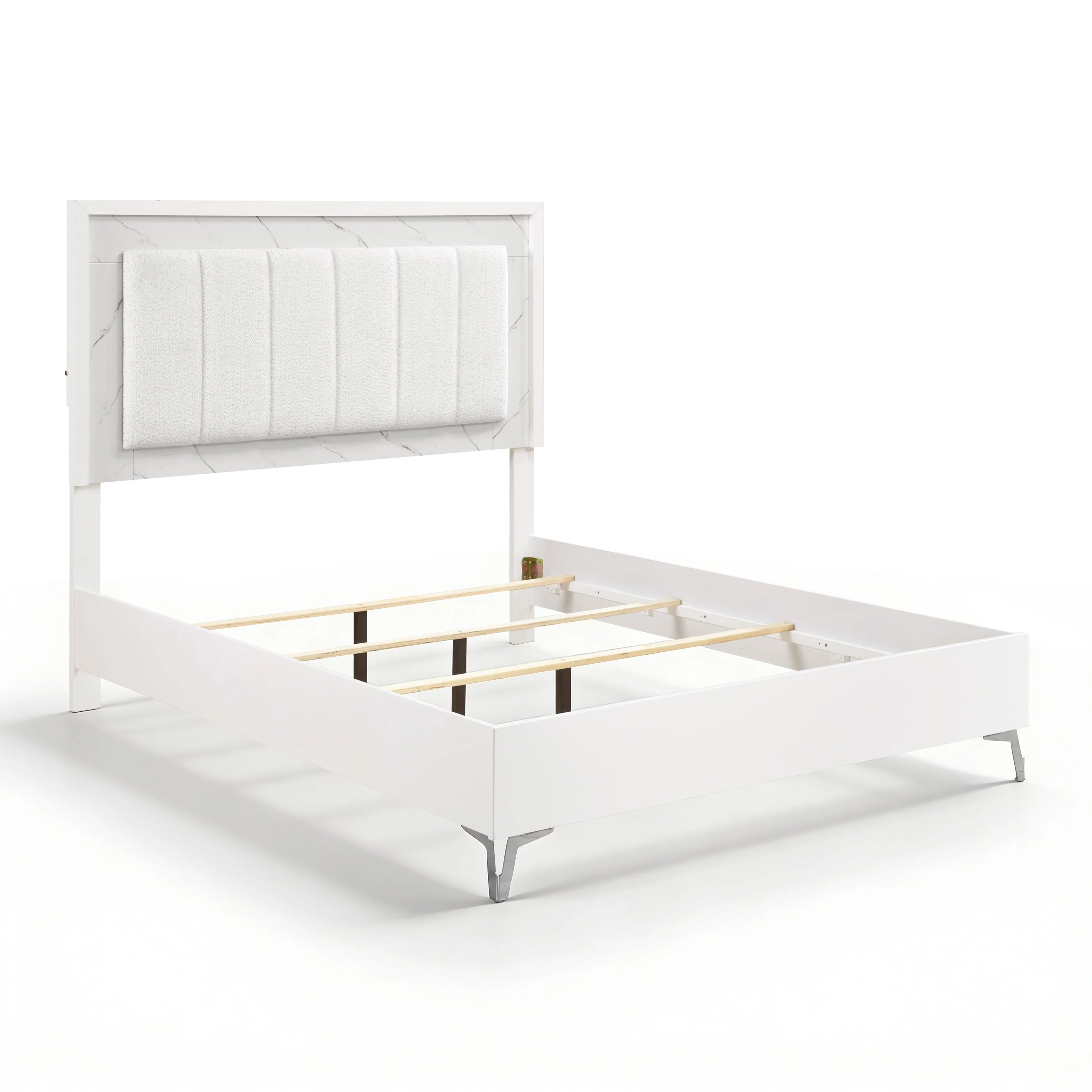 Ripple White Queen Led Panel Bed - Image 4