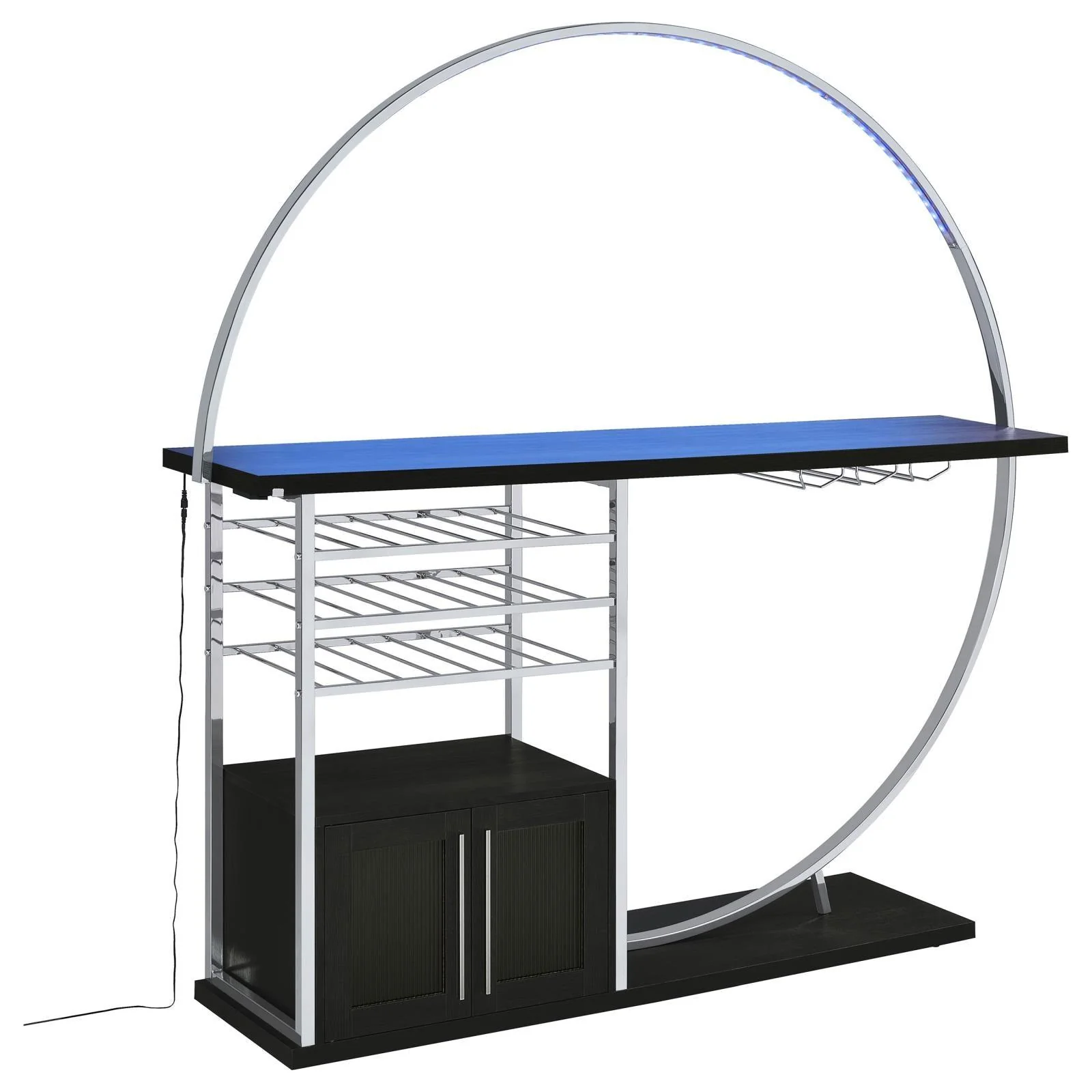 Risley Dark Charcoal 2-door Circular LED Home Bar with Wine Storage - Image 8