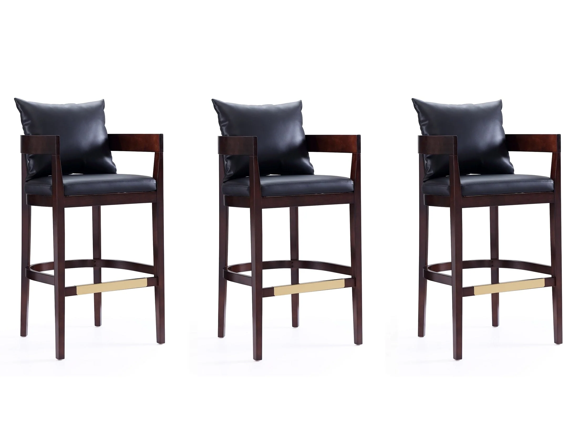 Ritz Barstool in Black and Dark Walnut (set of 3)