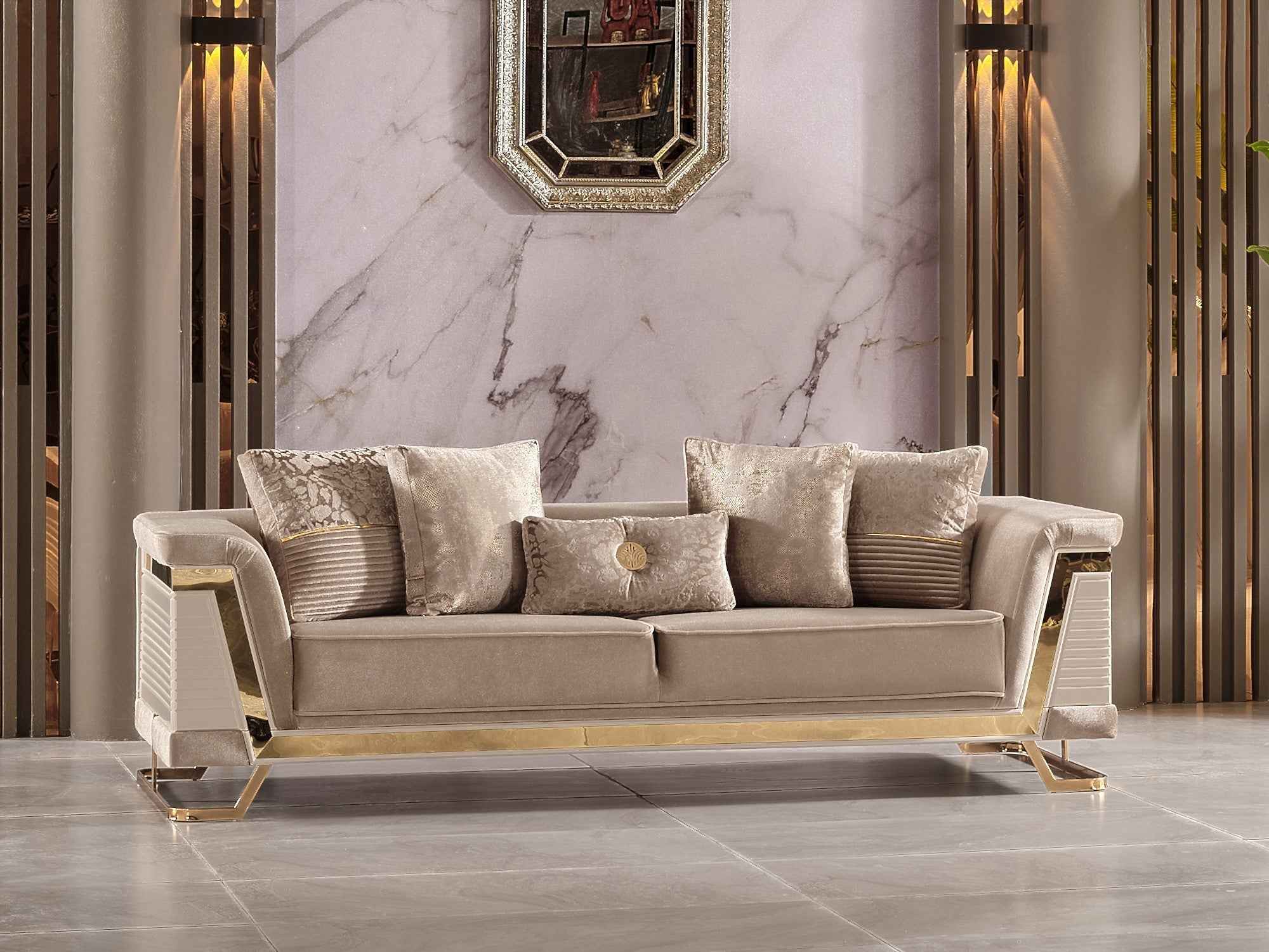 Rixos Beige 3-pieces (Sofa & Loveseat & Chair) Livingroom Set - Image 4