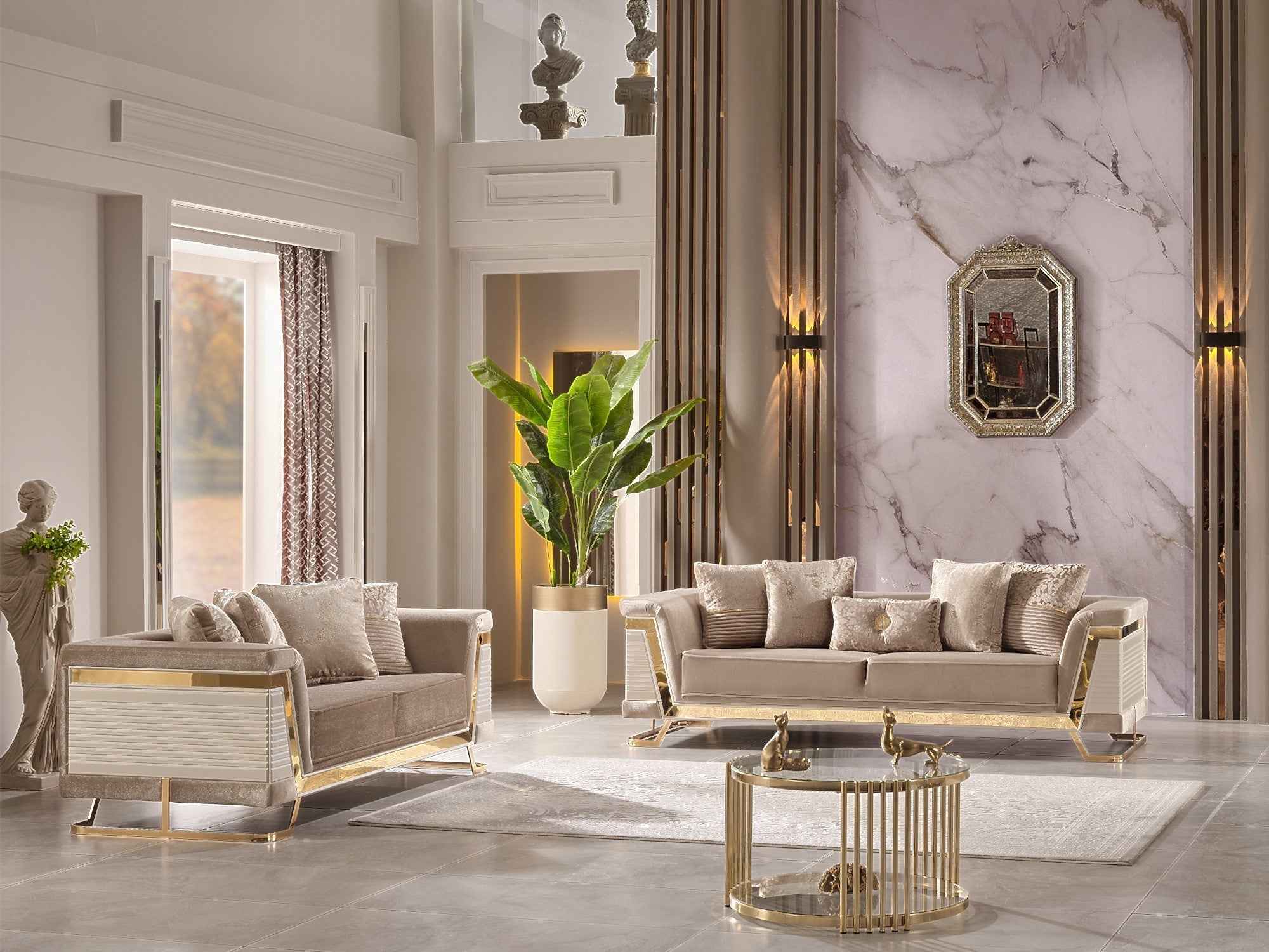 Rixos Beige Stationary Loveseat - Image 3