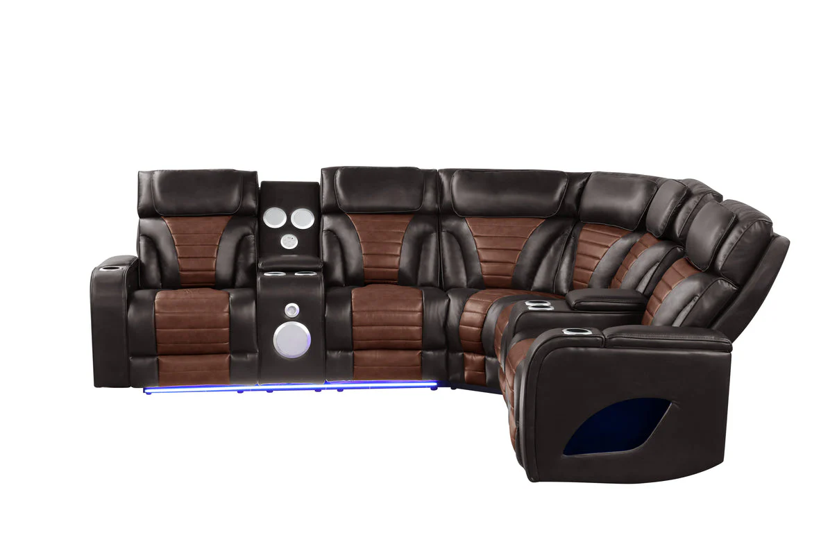Robin Brown Leather Power Reclining Sectional [Special Price] - Image 7