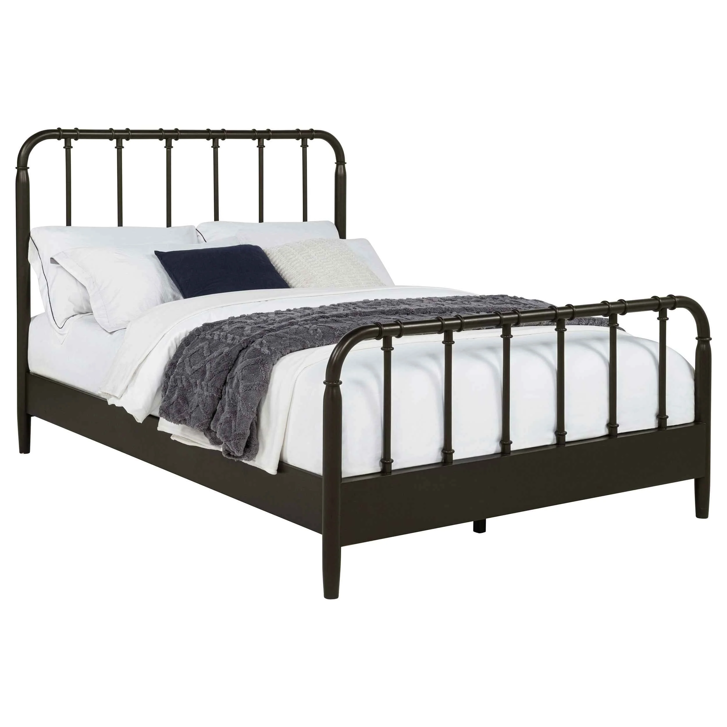 Rocco Dark Bronze All Wood Water Pipe Open Frame Queen Bed