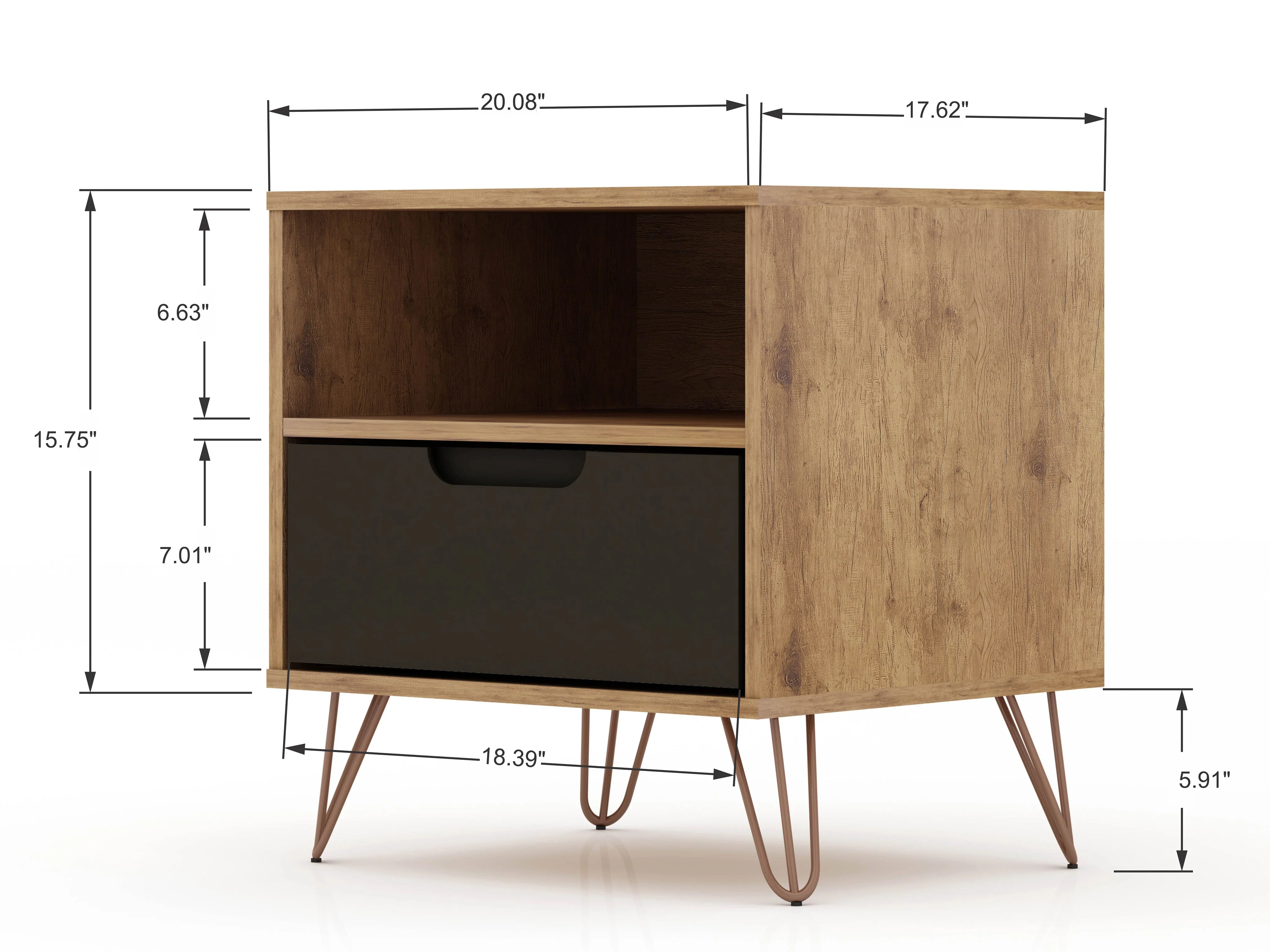 Rockefeller 1.0 Nightstand in Nature and Textured Grey - Image 3