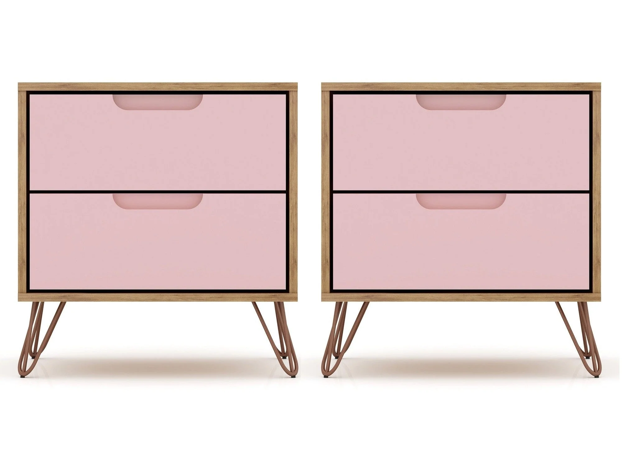 Rockefeller Nightstand 2.0 in Nature and Rose Pink (set of 2)