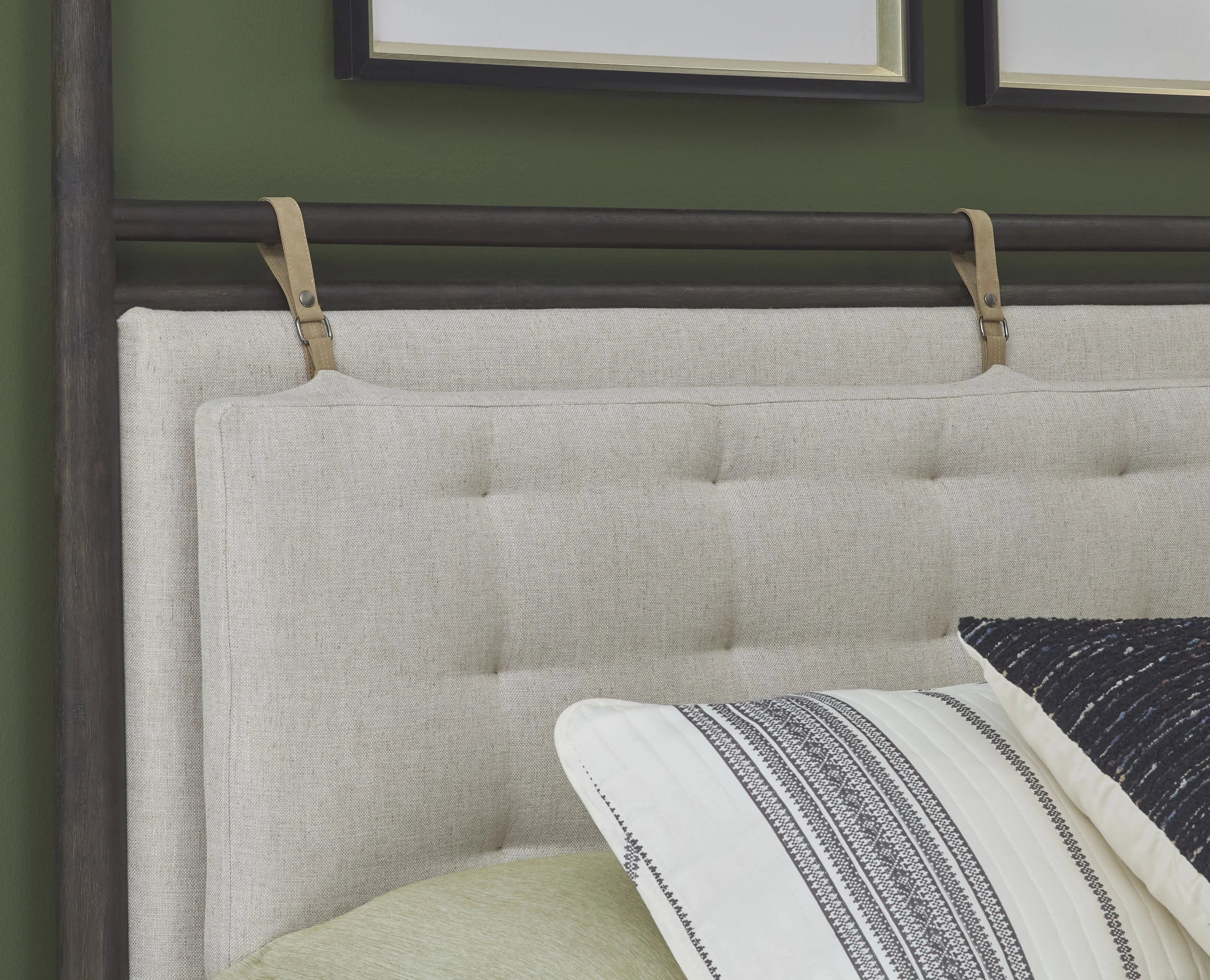 Rockport Eastern King Upholstered Poster Bed in Yin and Turtle Dove Linen - Image 2