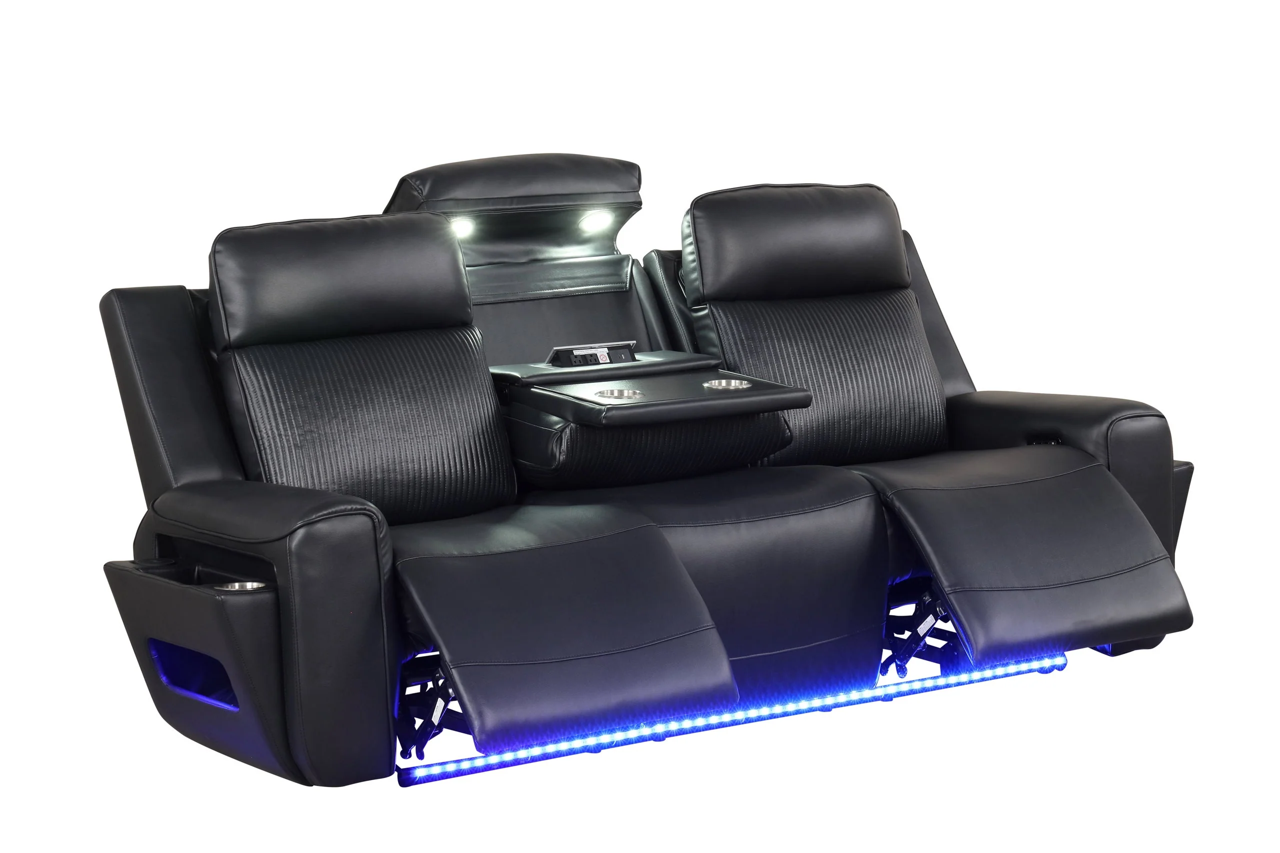Rolls Royce Black 3-Piece Reclining Living Room Set - Image 3