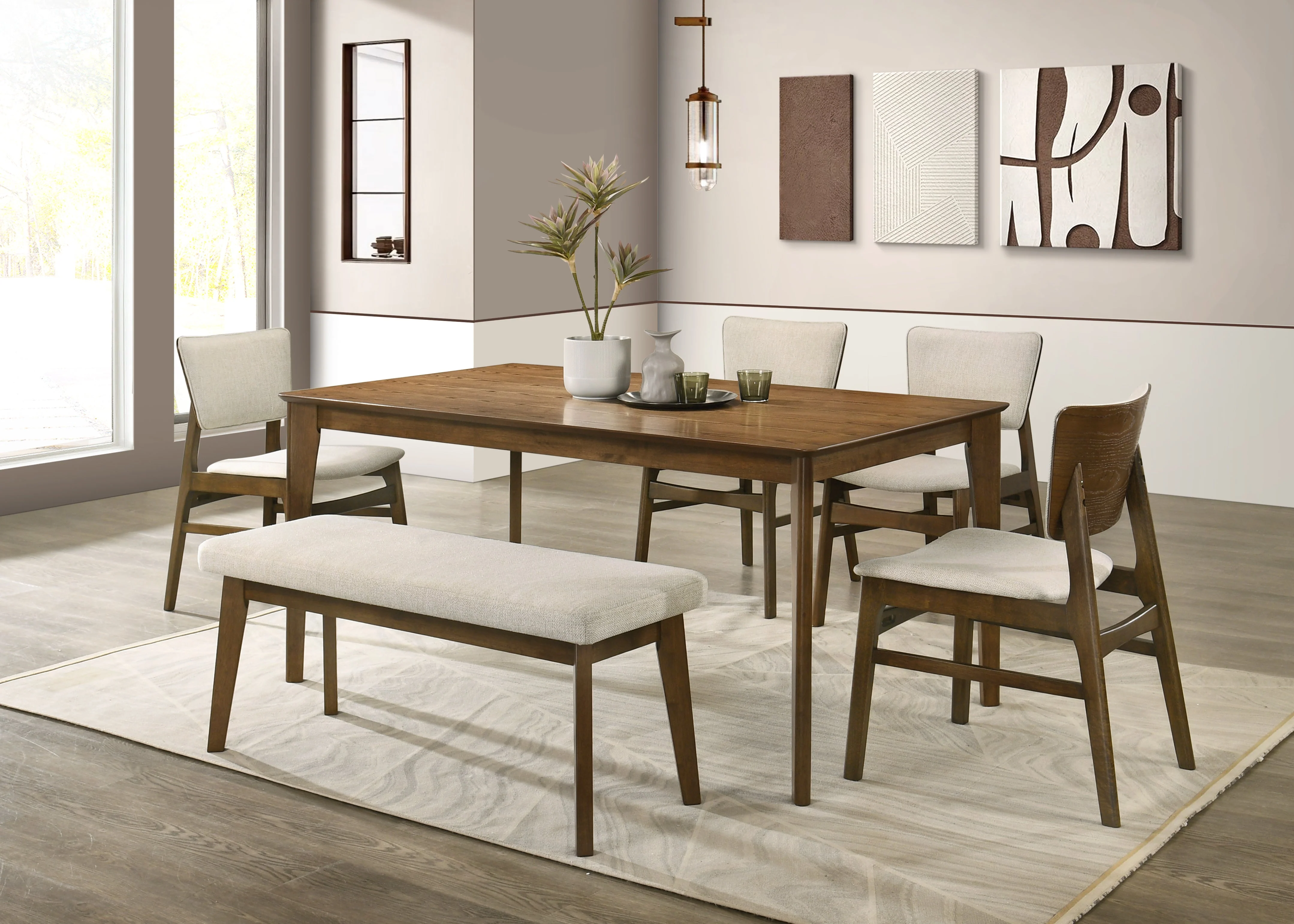 Rolstan Beige/Brown Dining Bench - Image 4