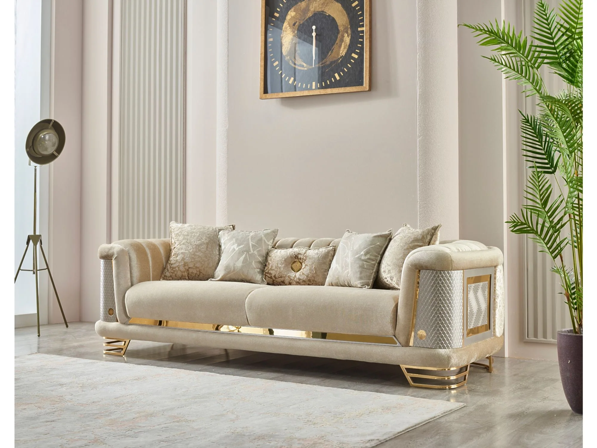 Romans Beige 3-pieces (Sofa & Loveseat & Chair) Living Room Set - Image 5