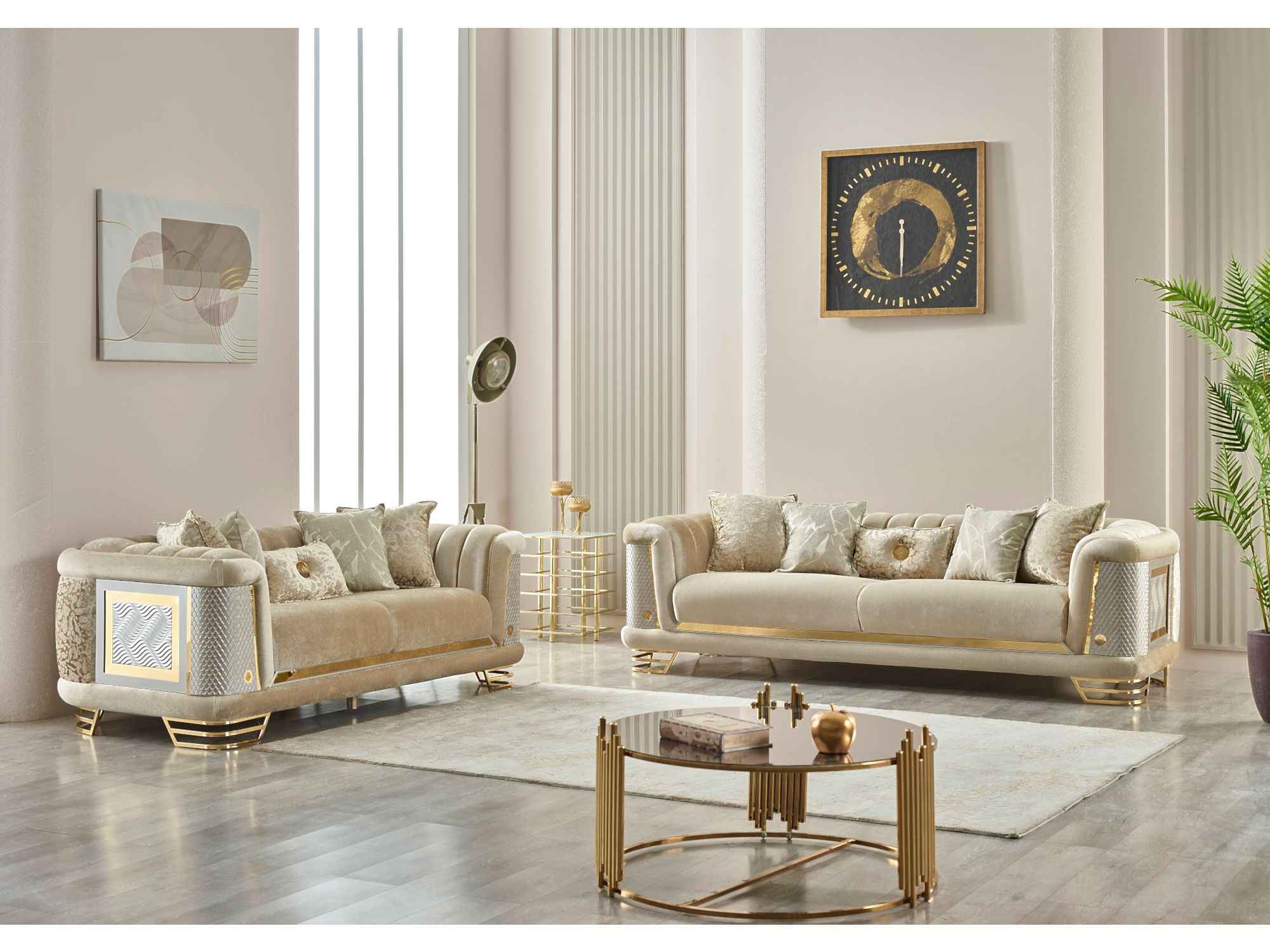 Romans Beige Stationary Loveseat - Image 2