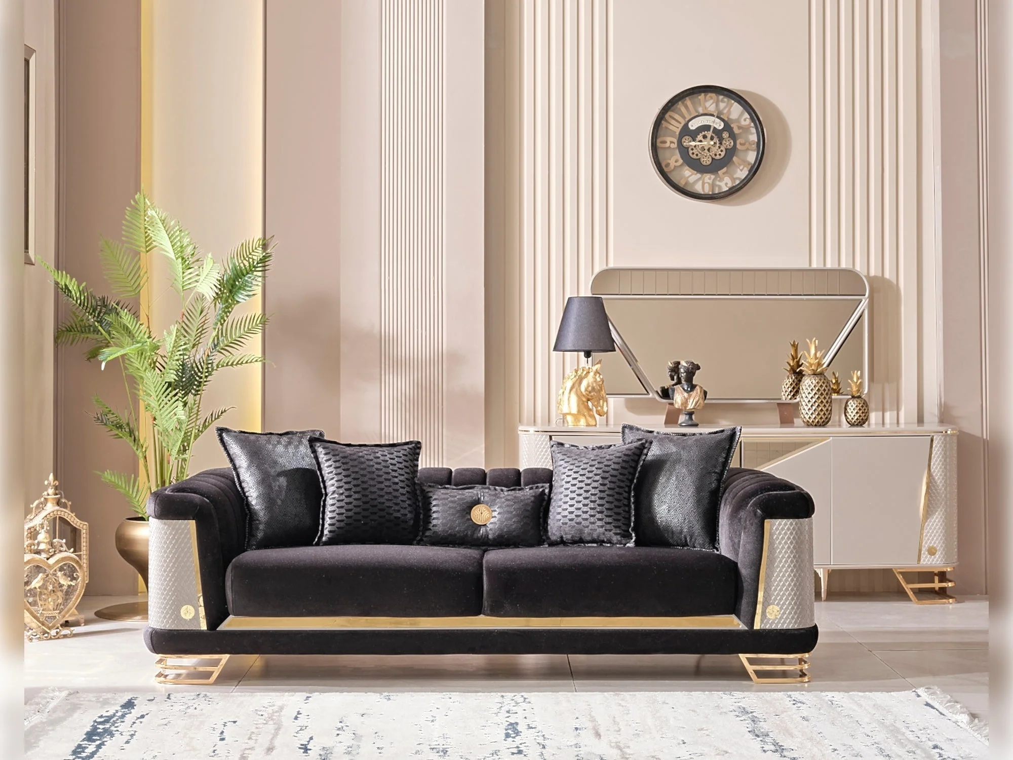 Romans Black 3-pieces (Sofa & Loveseat & Chair) Living Room Set - Image 4
