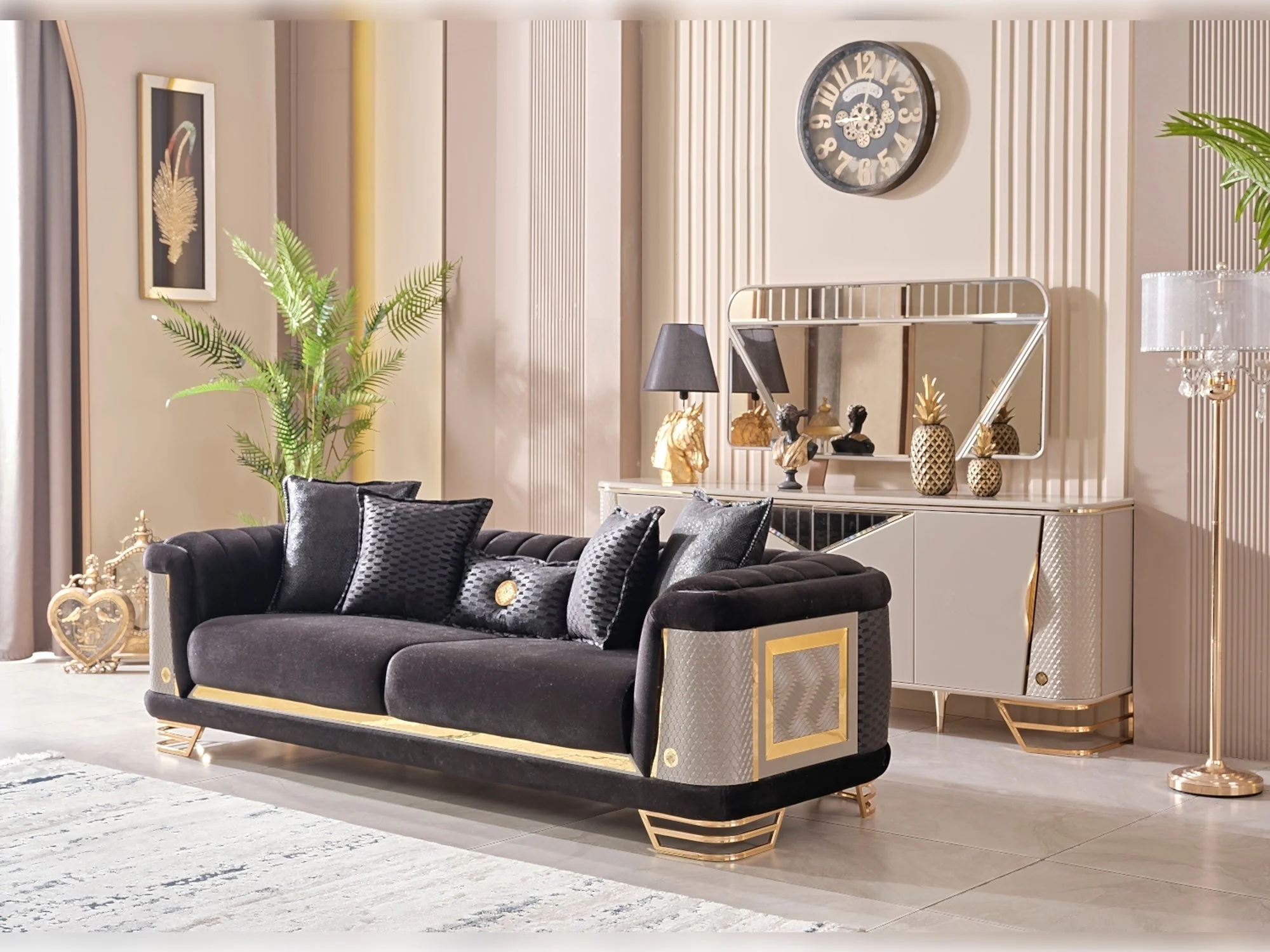 Romans Black 3-pieces (Sofa & Loveseat & Chair) Living Room Set - Image 5