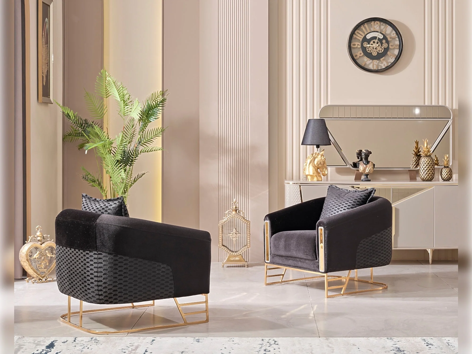 Romans Black 3-pieces (Sofa & Loveseat & Chair) Living Room Set - Image 9