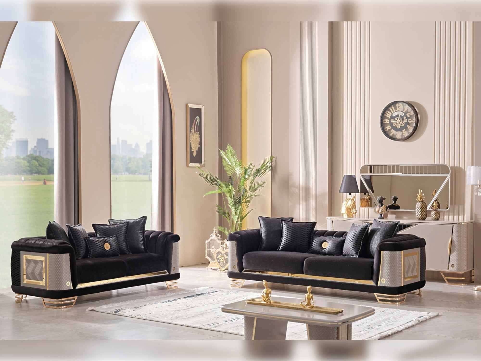 Romans Black Stationary Loveseat - Image 4
